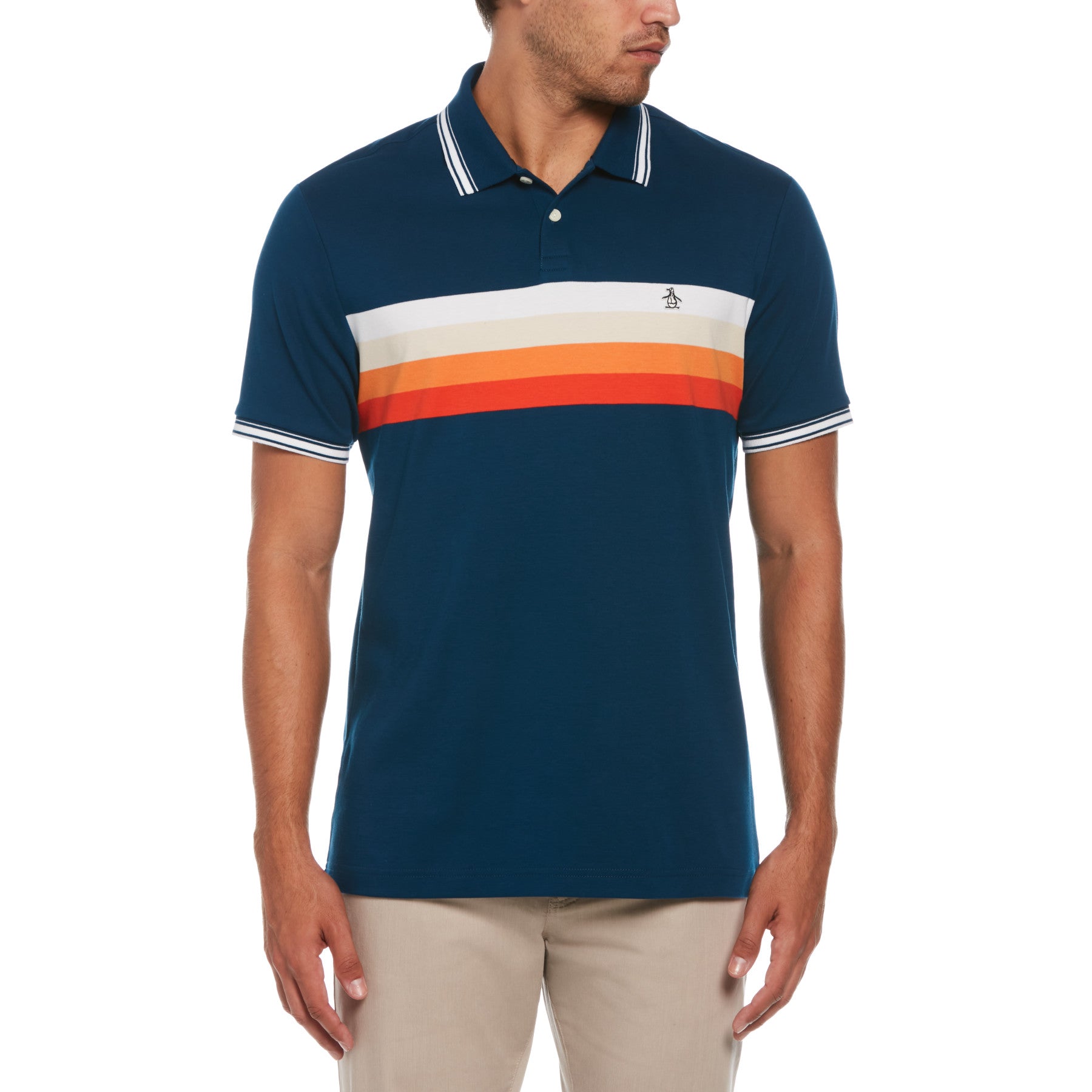 View Chest Stripe Polo Shirt In Poseidon Blue information