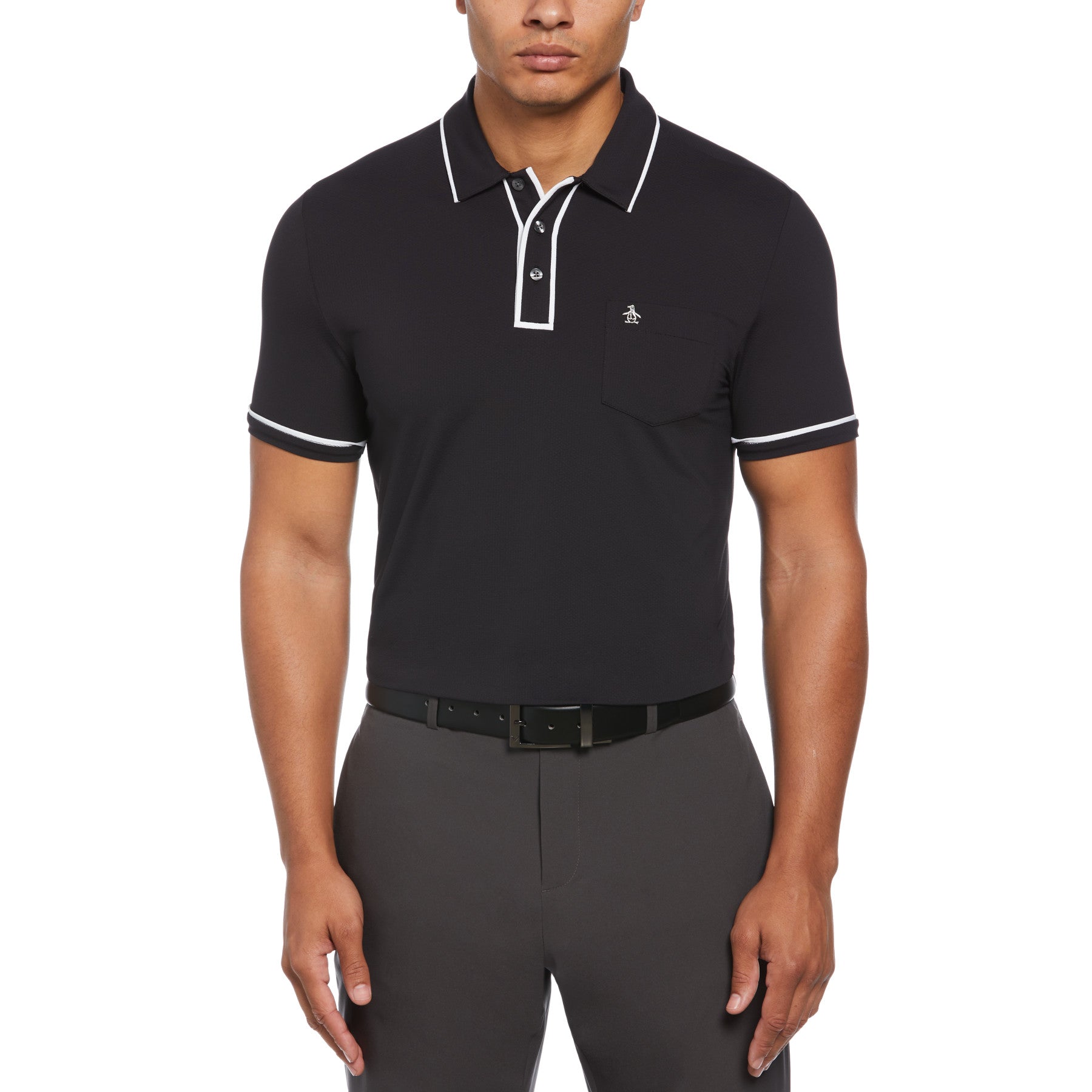View Technical Earl Short Sleeve Golf Polo Shirt In Caviar information