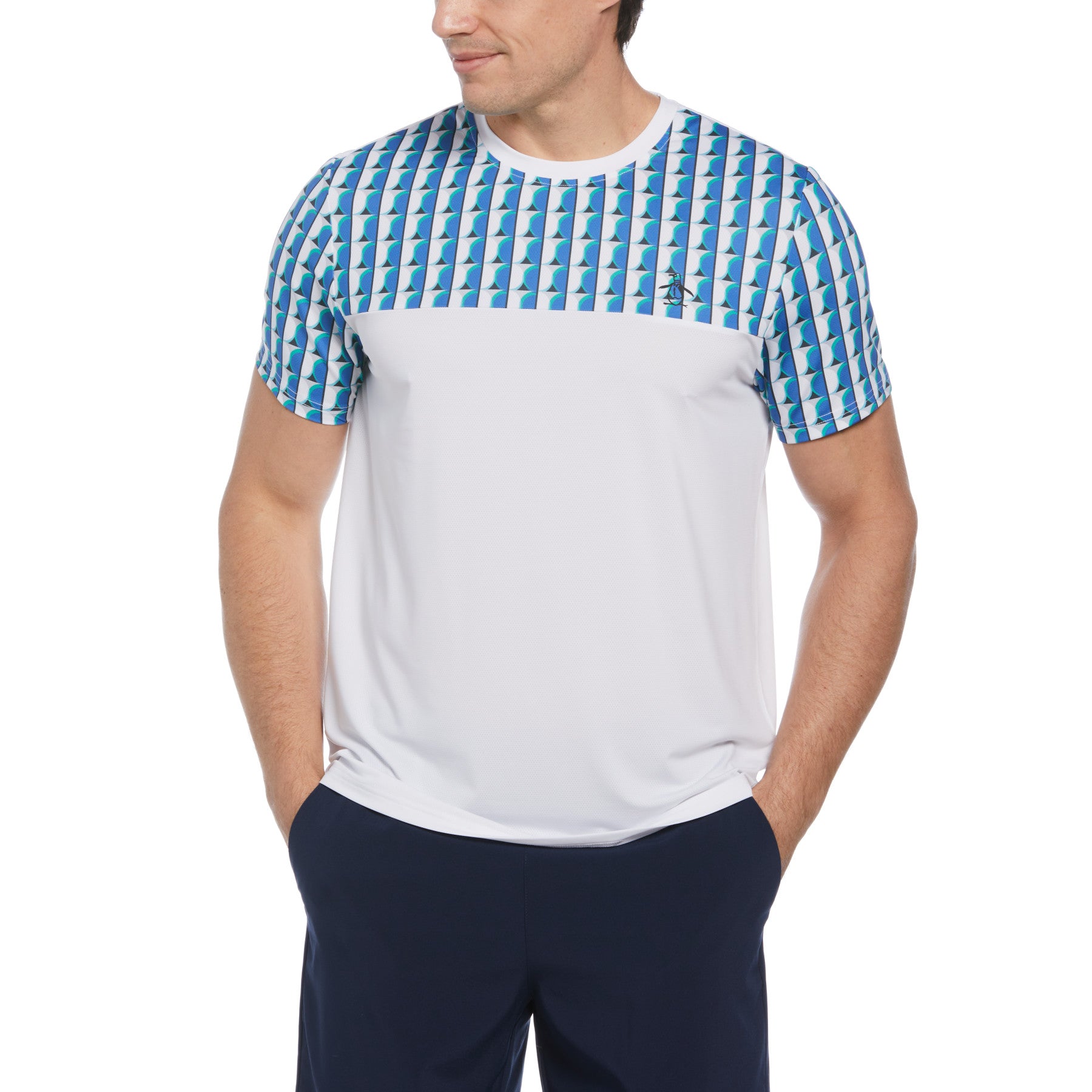 View Geo Print Performance Tennis TShirt In Bright White information