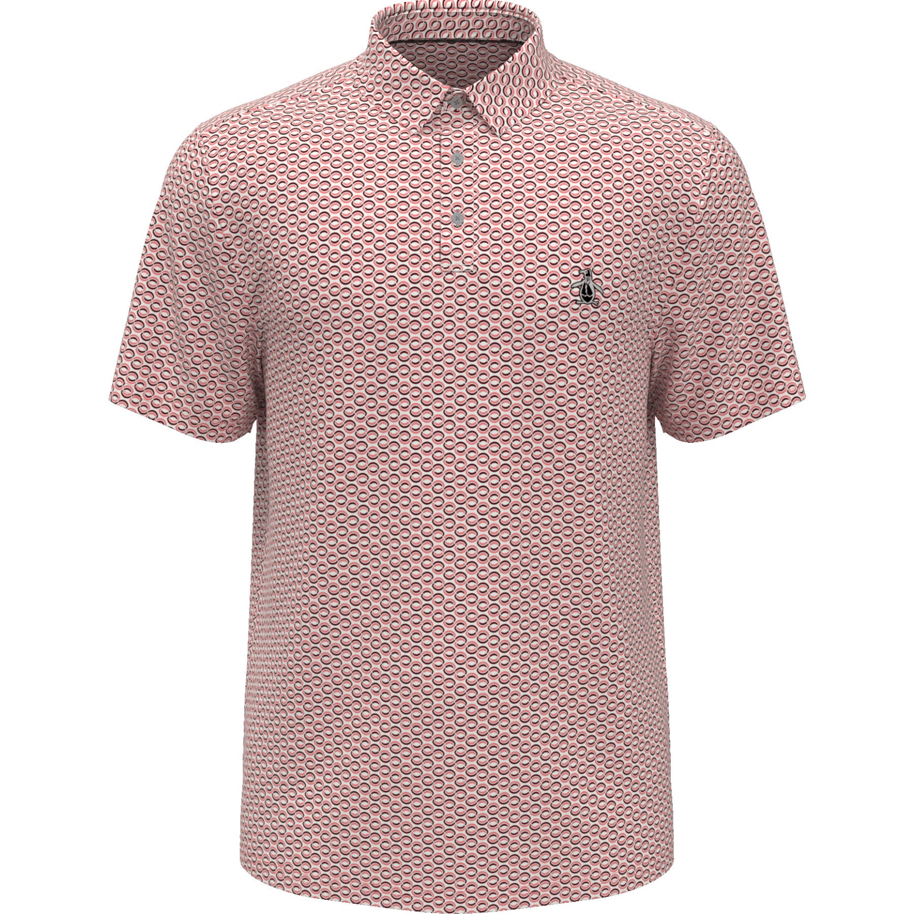 View Geometric Print Heritage Golf Polo Shirt In Strawberry Pink information