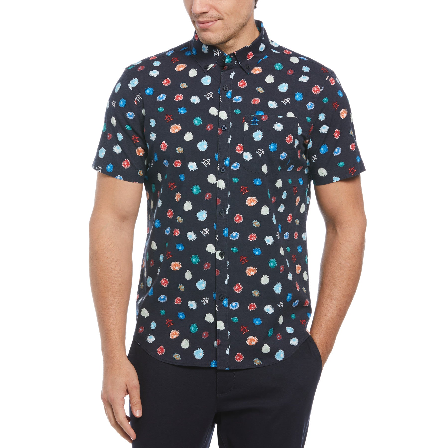 View Ecovero Blend Floral Pete Print Short Sleeve ButtonDown Shirt In Dark information