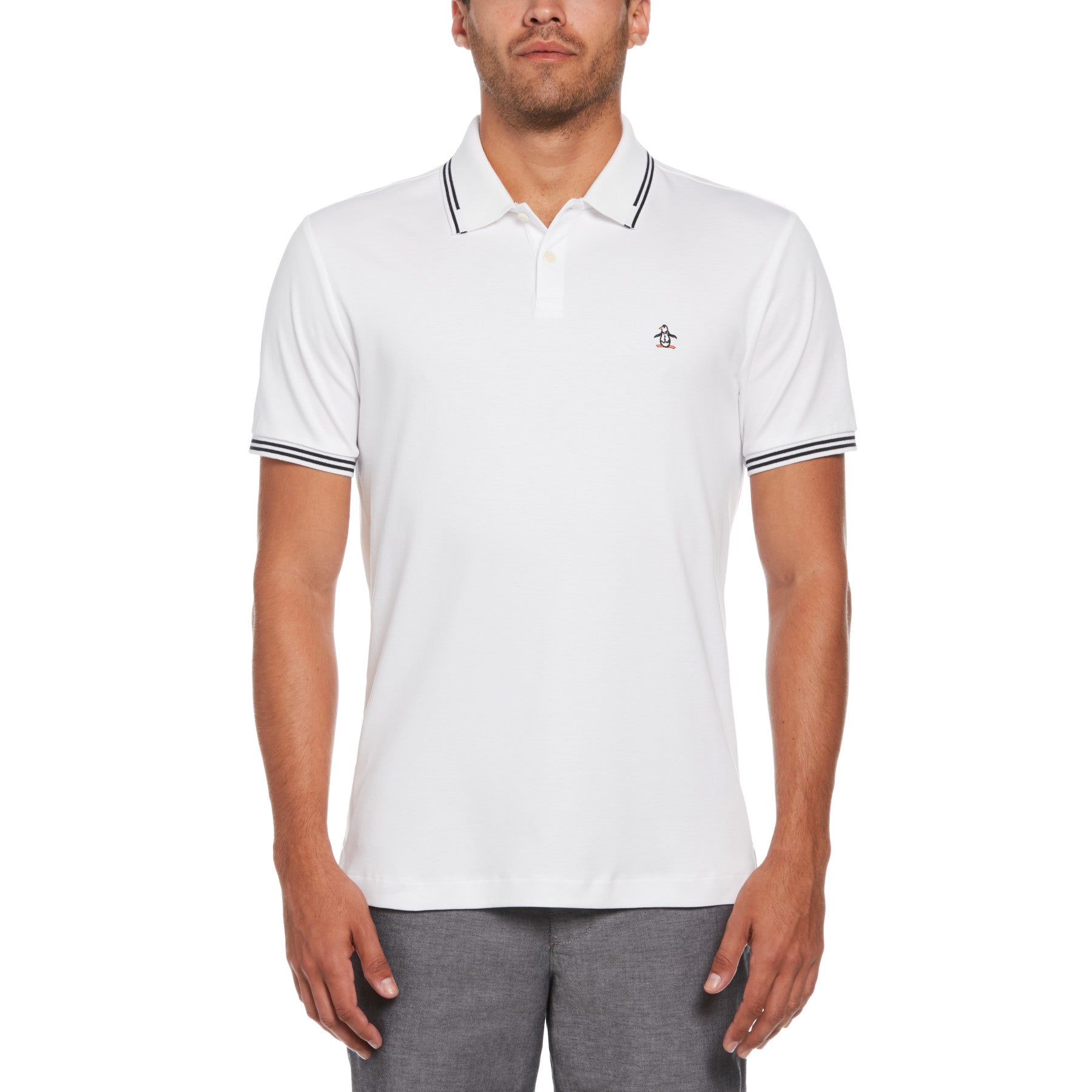 View Icons Organic Cotton Tipped Polo Shirt In Bright White information