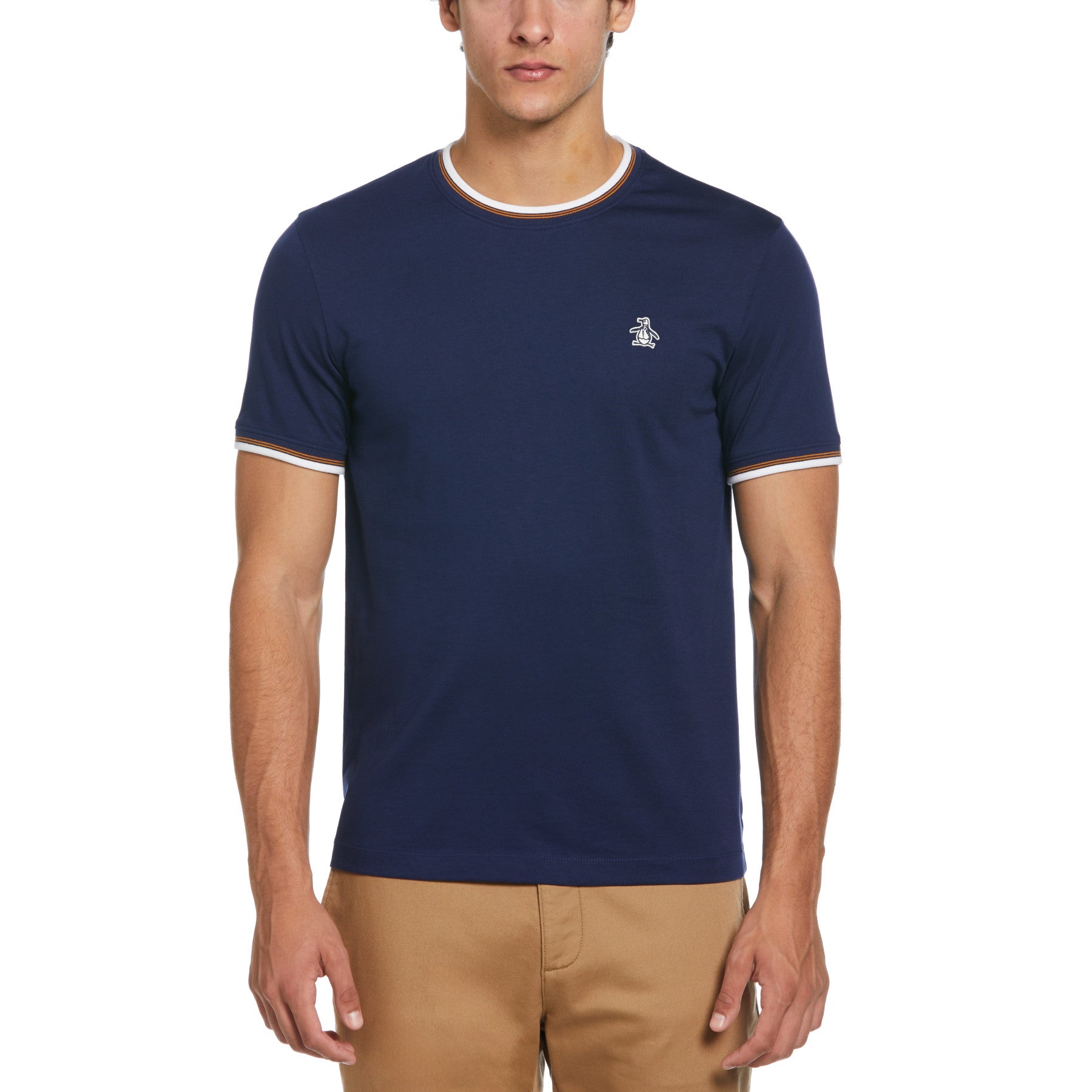 View Original Penguin Tipped Ringer Sticker Pete TShirt In Medieval Blue Blue Mens information