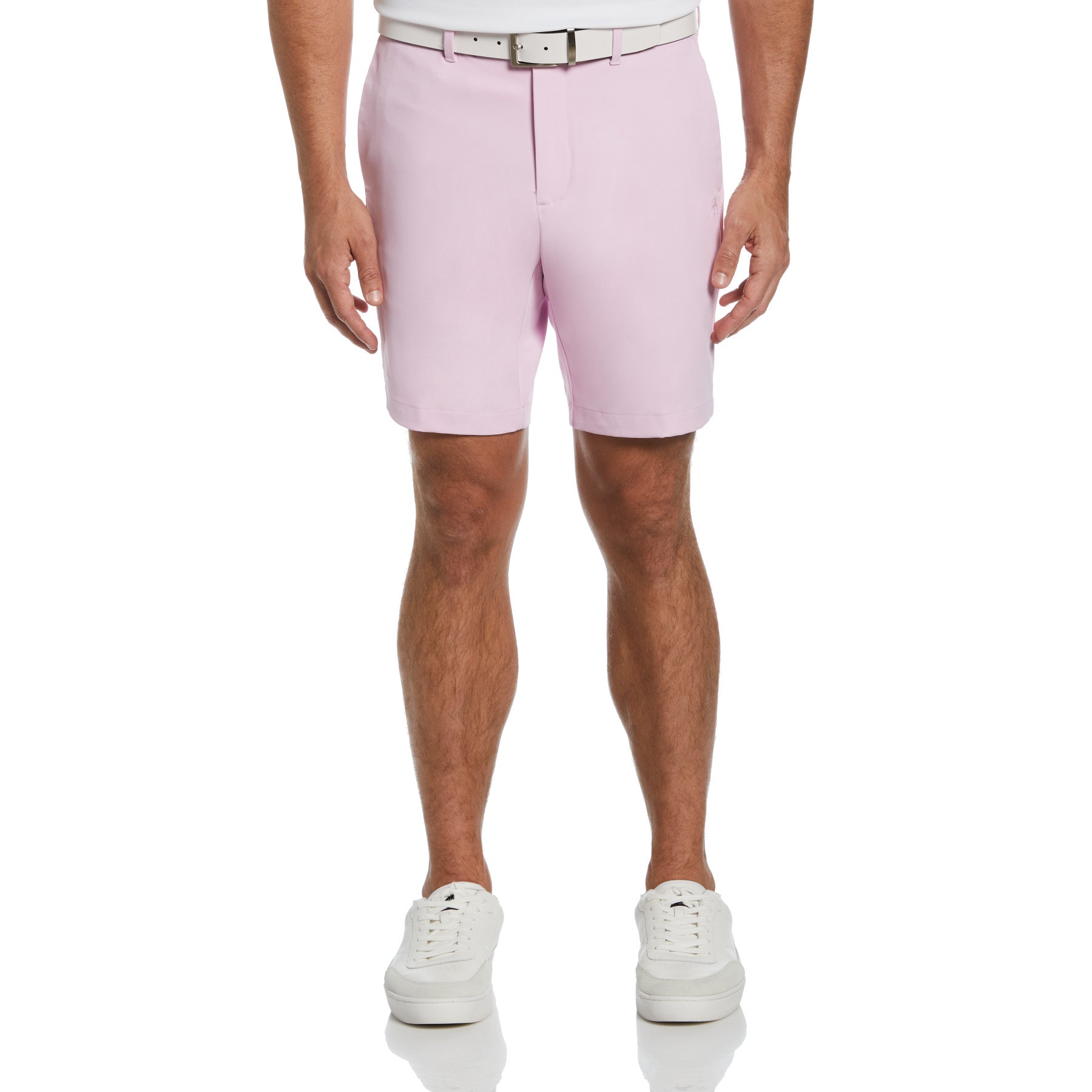 View Flat Front Solid Golf Shorts In Piroutte information