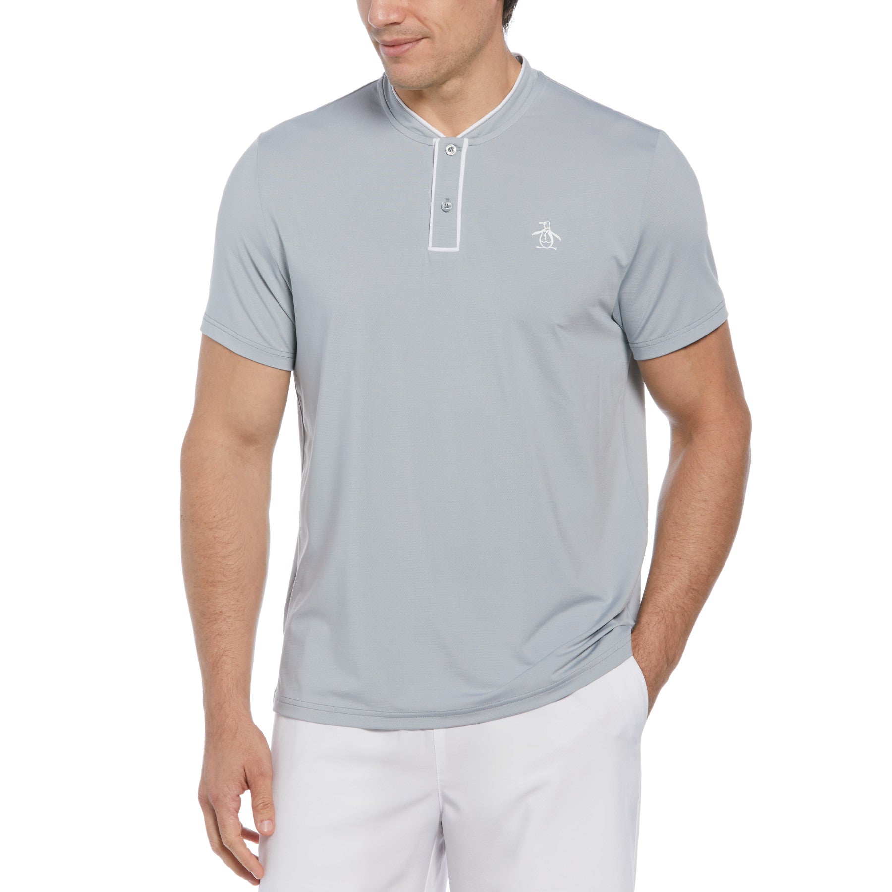 Piped Blade Collar Performance Short Sleeve Tennis Polo Shirt In Quarry