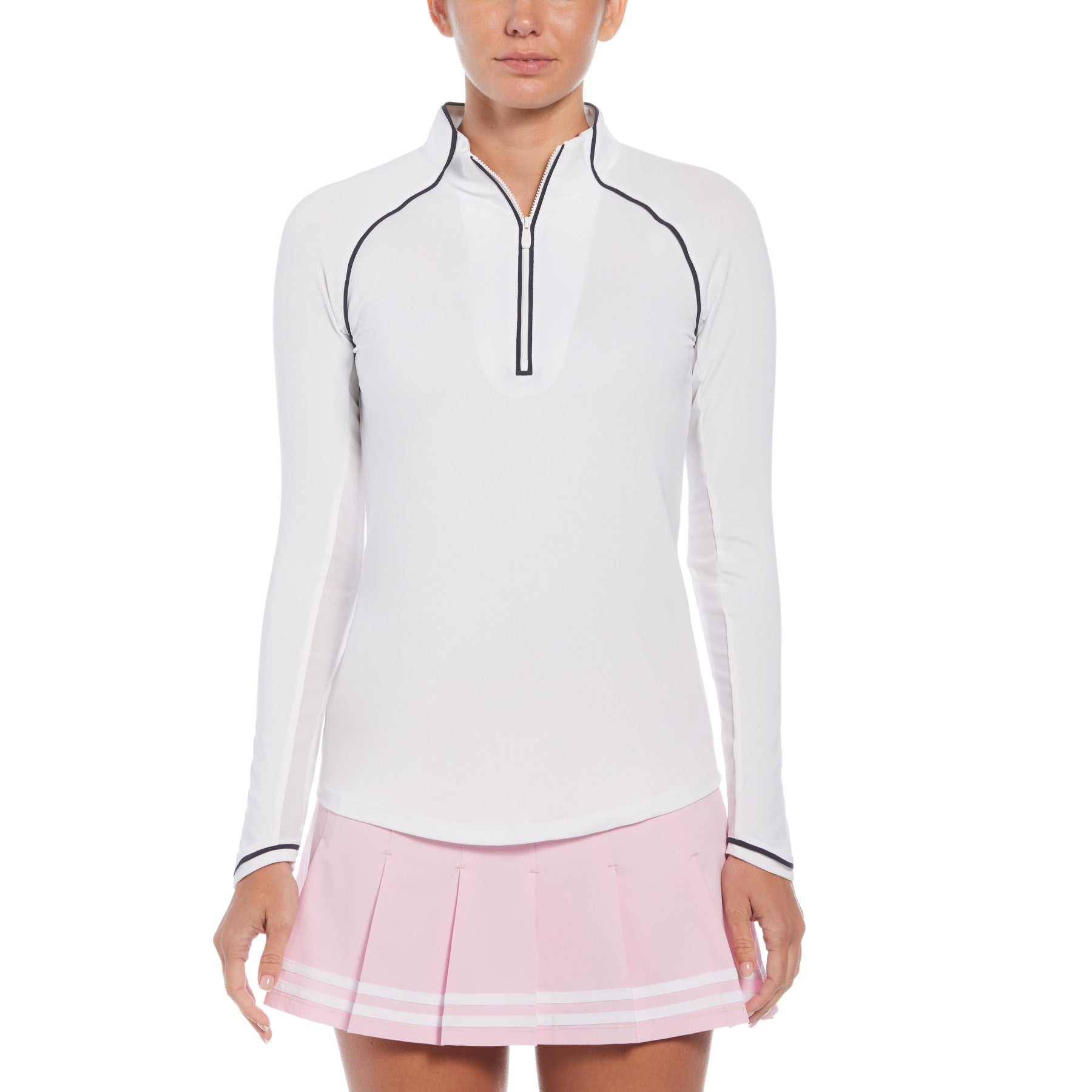 View Womens Tennis Quarter Zip Long Sleeve In Bright White information