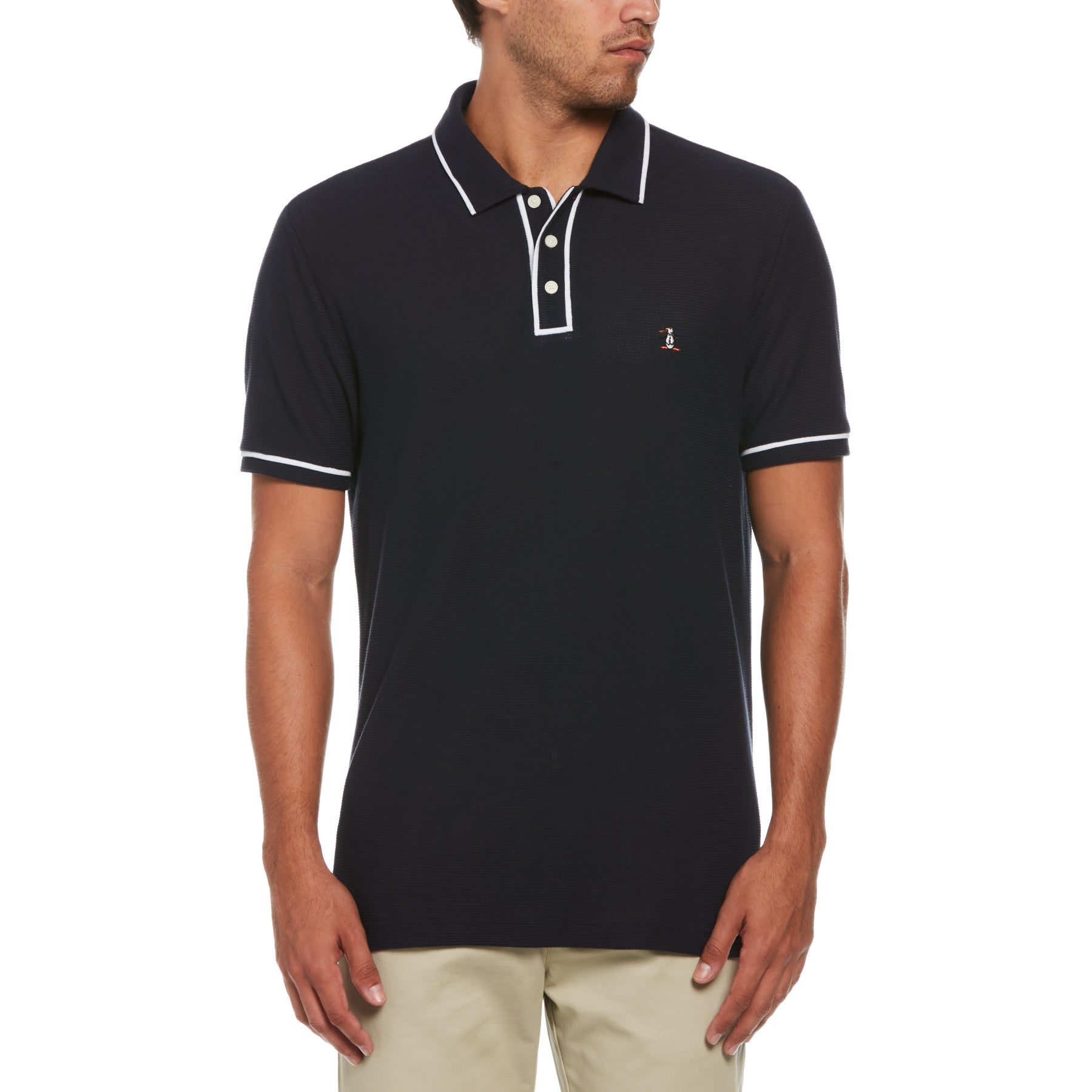 View Icons Organic Cotton Bentley Mesh Short Sleeve Polo Shirt In Dark Sapp information