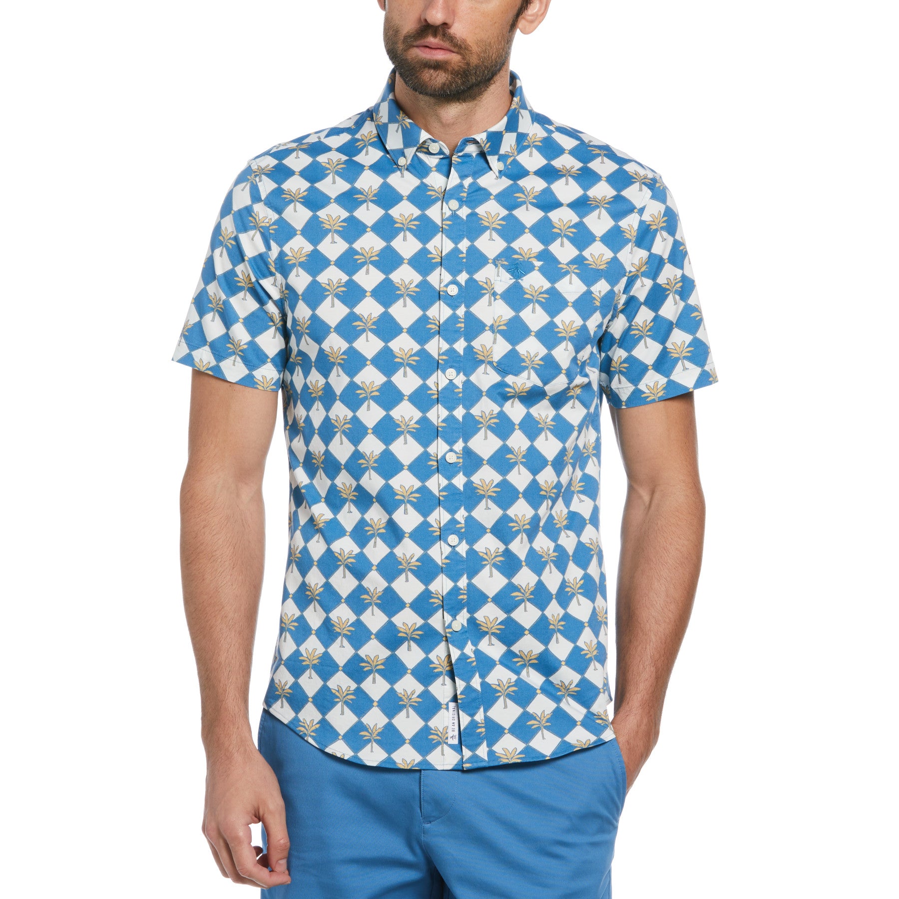 View Short Sleeve All Over Tee Time Print Polo Shirt In Vallarta Blue information