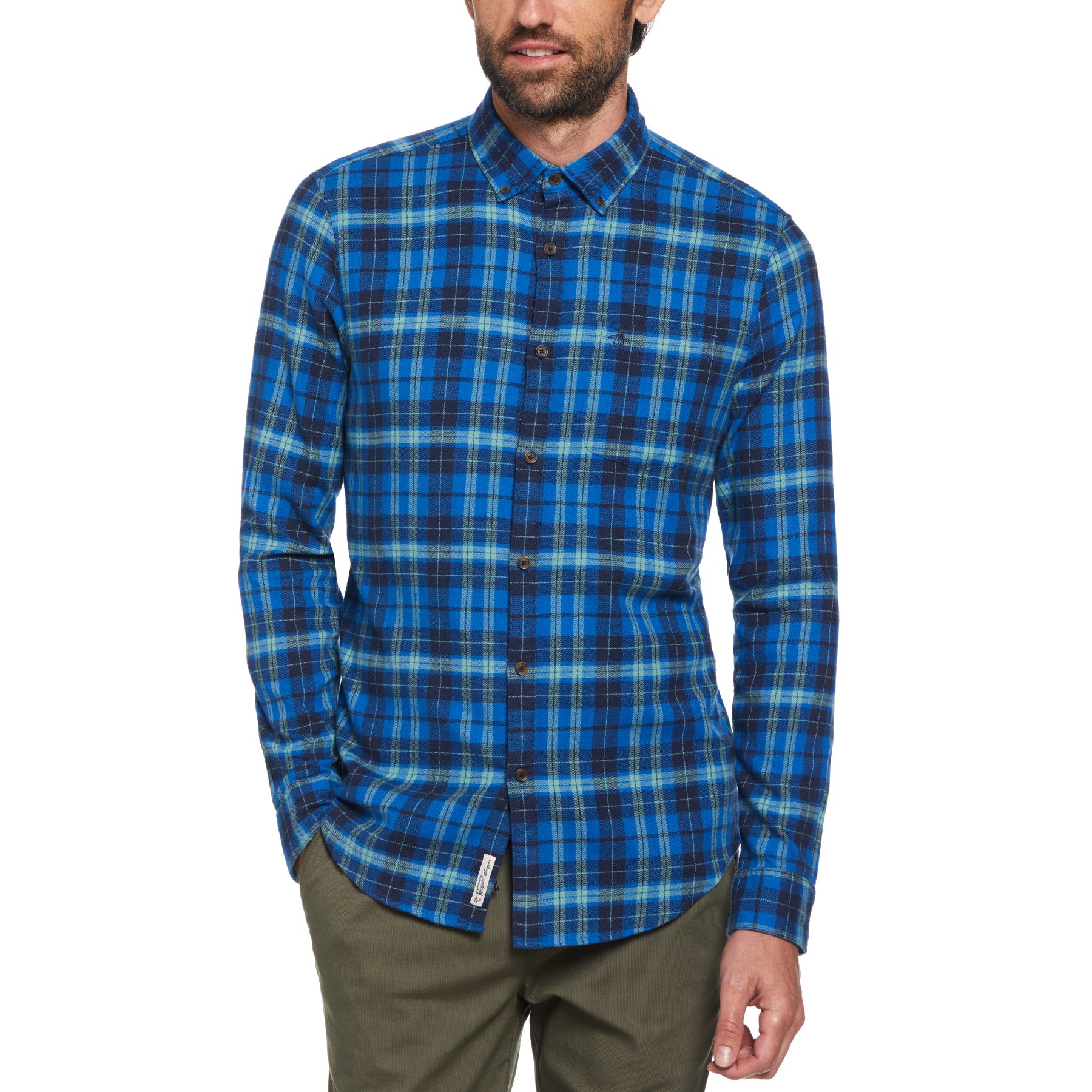 View Long Sleeve Flannel Plaid Shirt In Classic Blue information