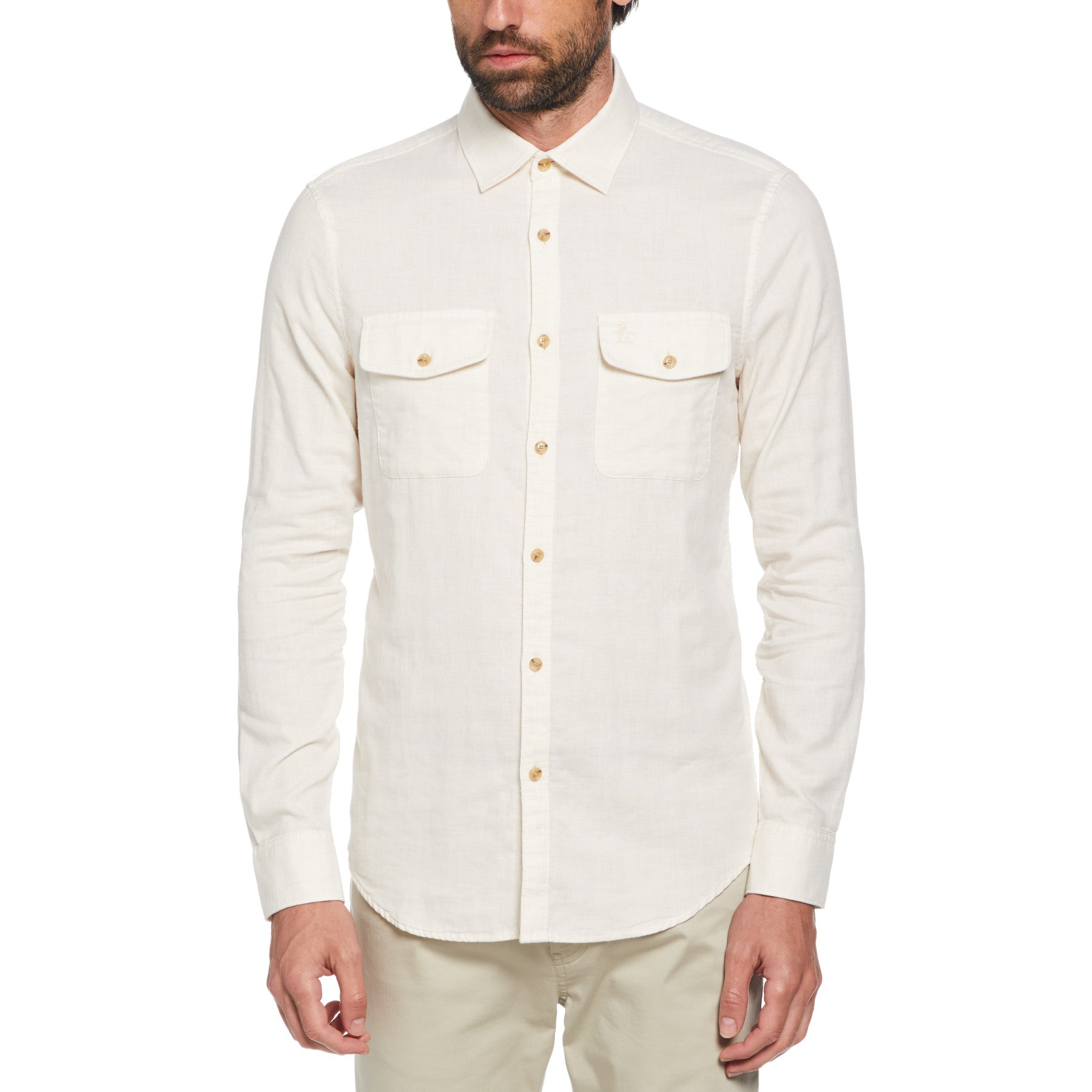 View Long Sleeve Flannel ButtonDown Shirt In Oatmeal information