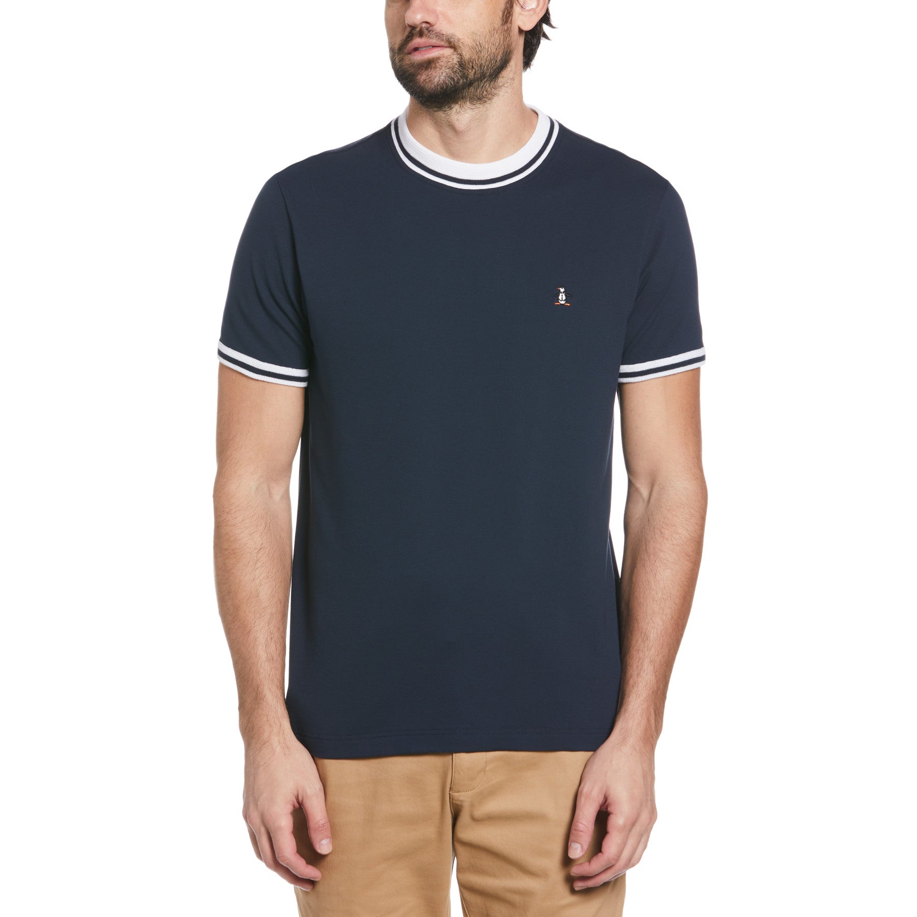 View Original Penguin Organic Cotton Pique TShirt In Dark Sapphire Blue Mens information