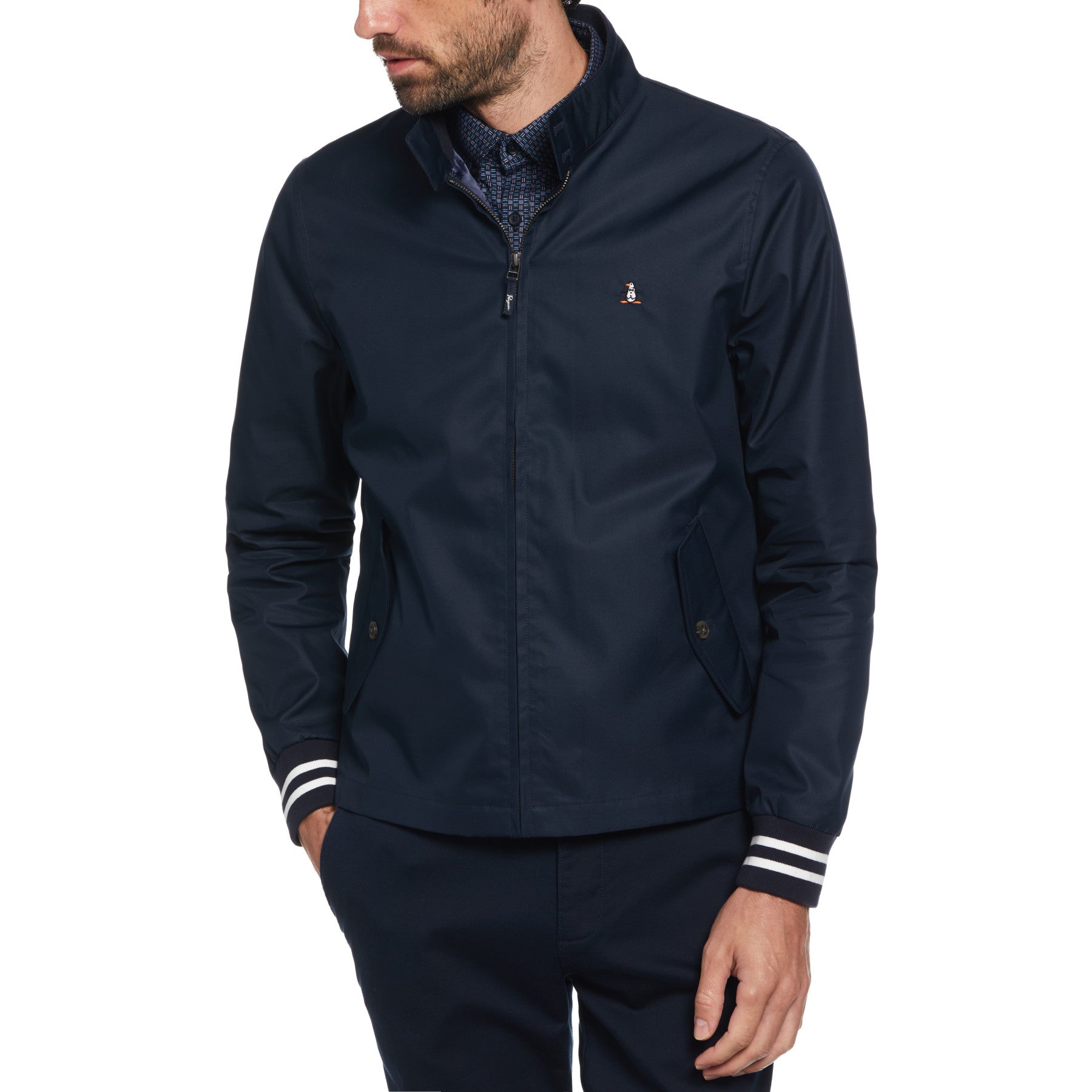 View Cotton Twill Harrington Jacket In Dark Sapphire information