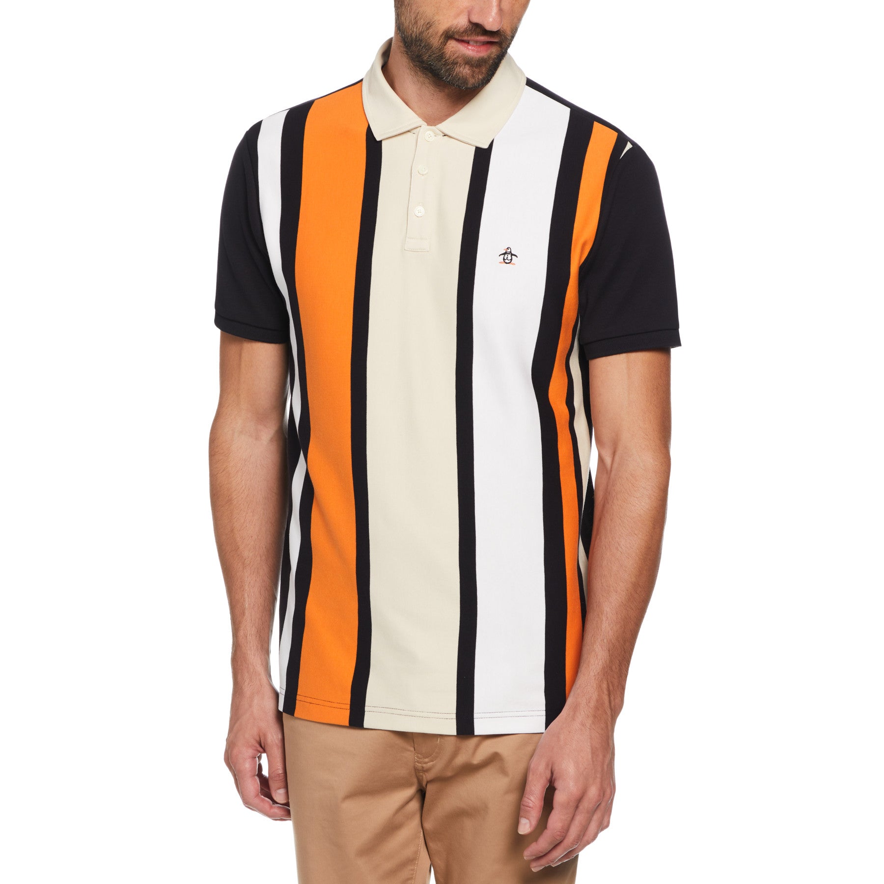 View Icons Vertical Stripe Polo Shirt In True Black information