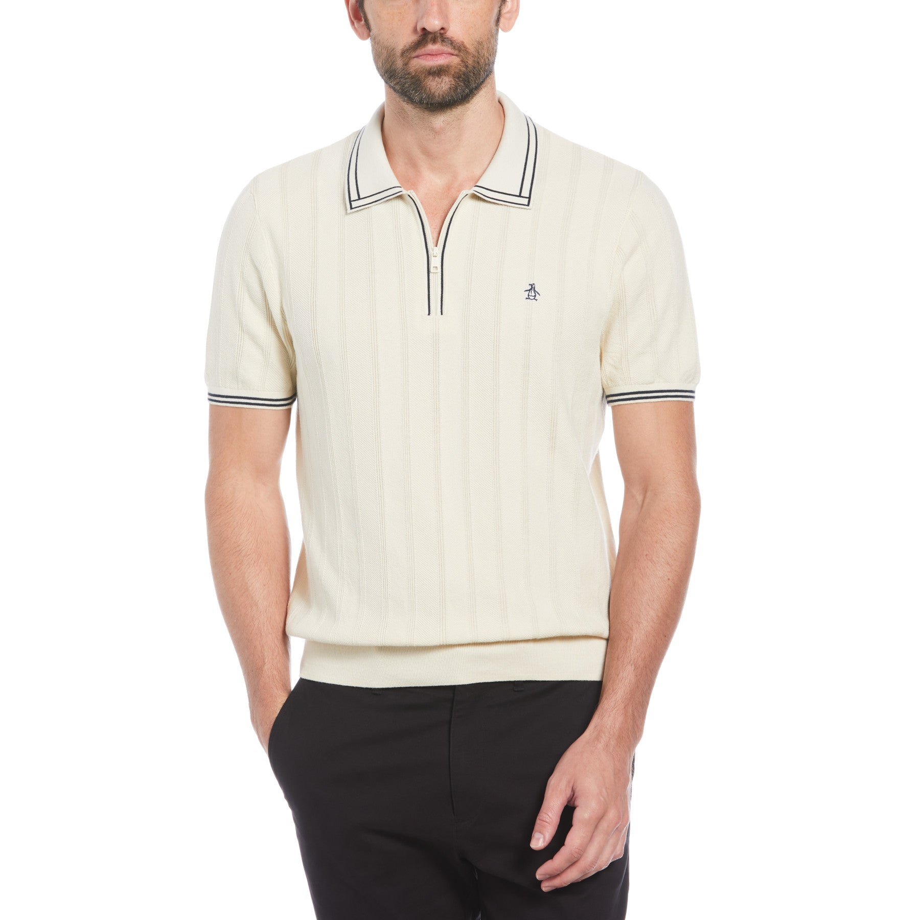 View CashmereLike Cotton Tipped Short Sleeve Polo Shirt Sweater In Birch information