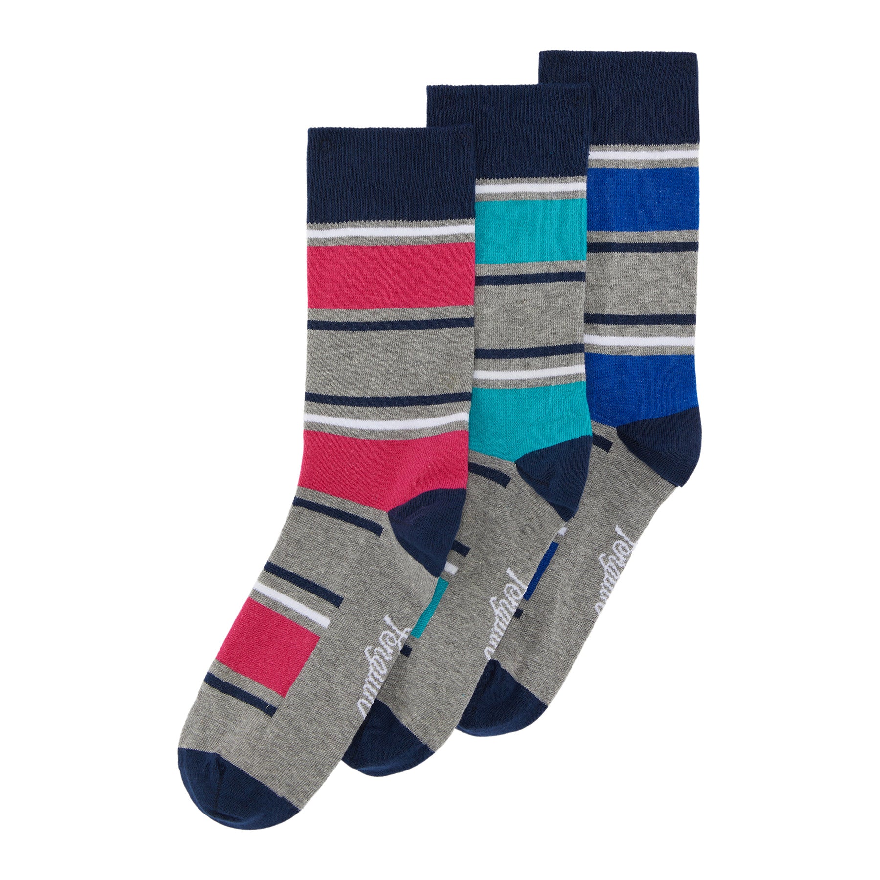 View Original Penguin 3 Pack Thick Stripe Design Ankle Socks In Black And Grey Black Mens information