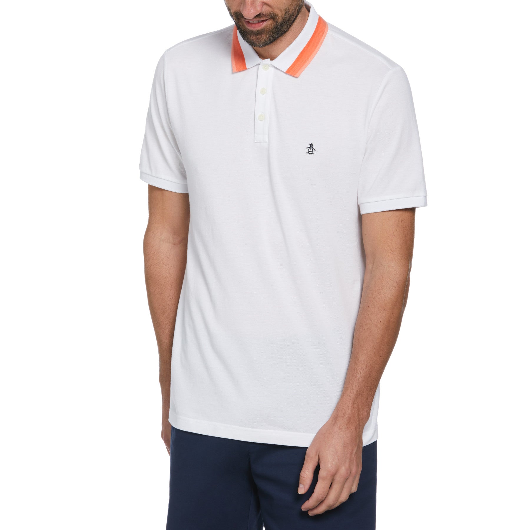 View Pique Polo Shirt With Tipping In Bright White information