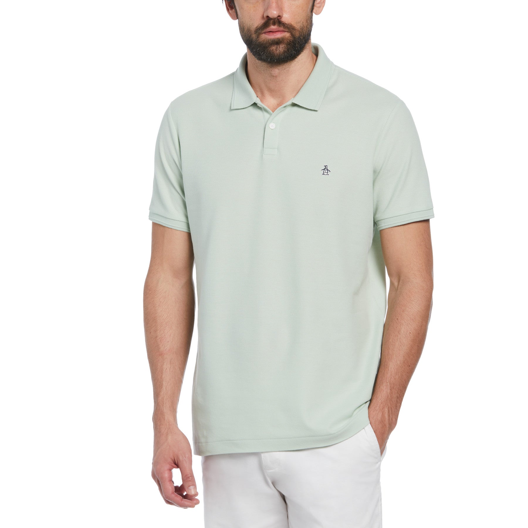 View Sticker Pete Daddy Short Sleeve Polo Shirt In Silt Green information