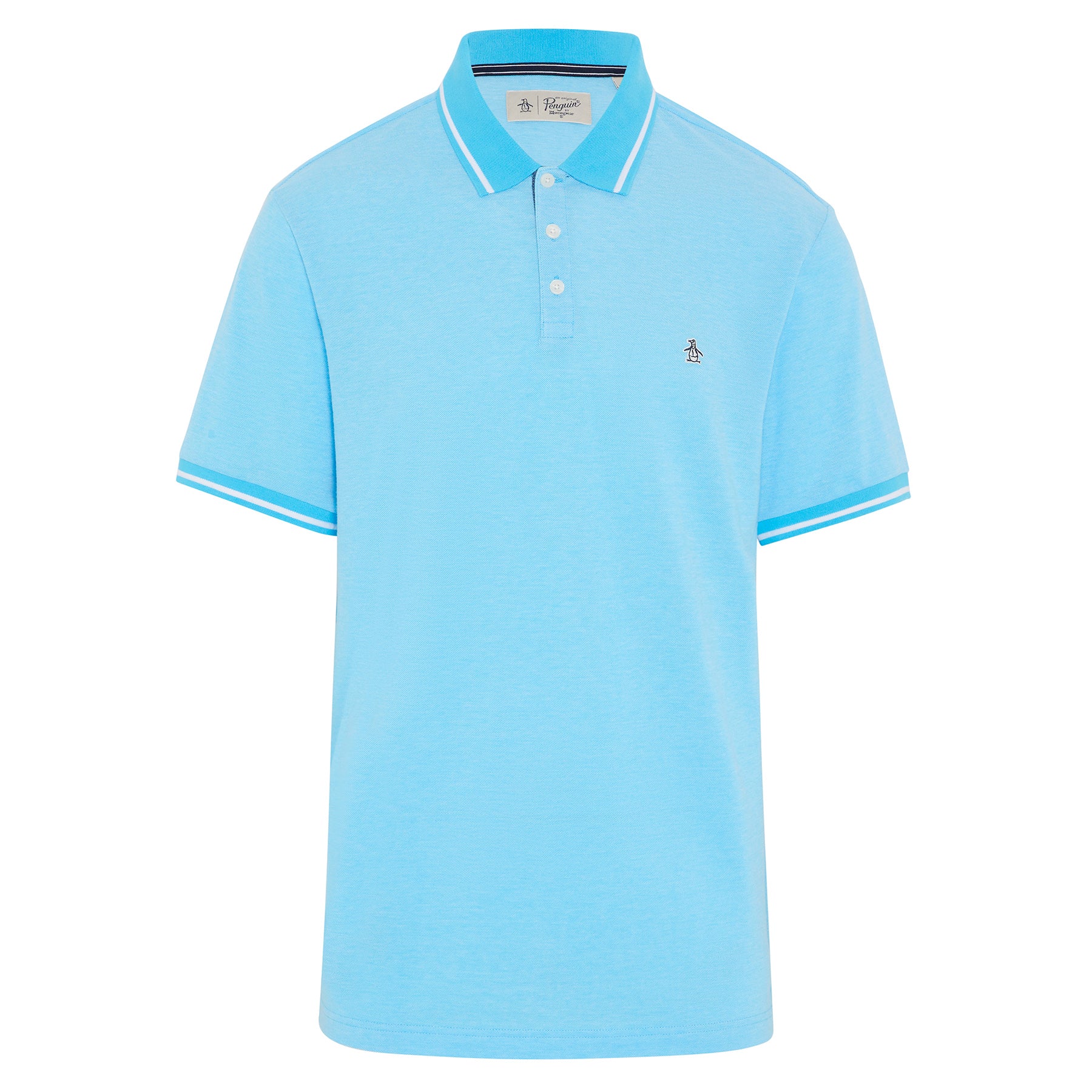 Birdseye Pique Tipped Polo Shirt In Aquarius