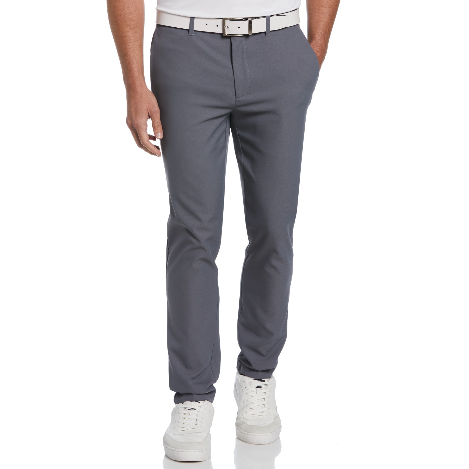 View Flat Front Solid Golf Trousers In Quiet Shade information