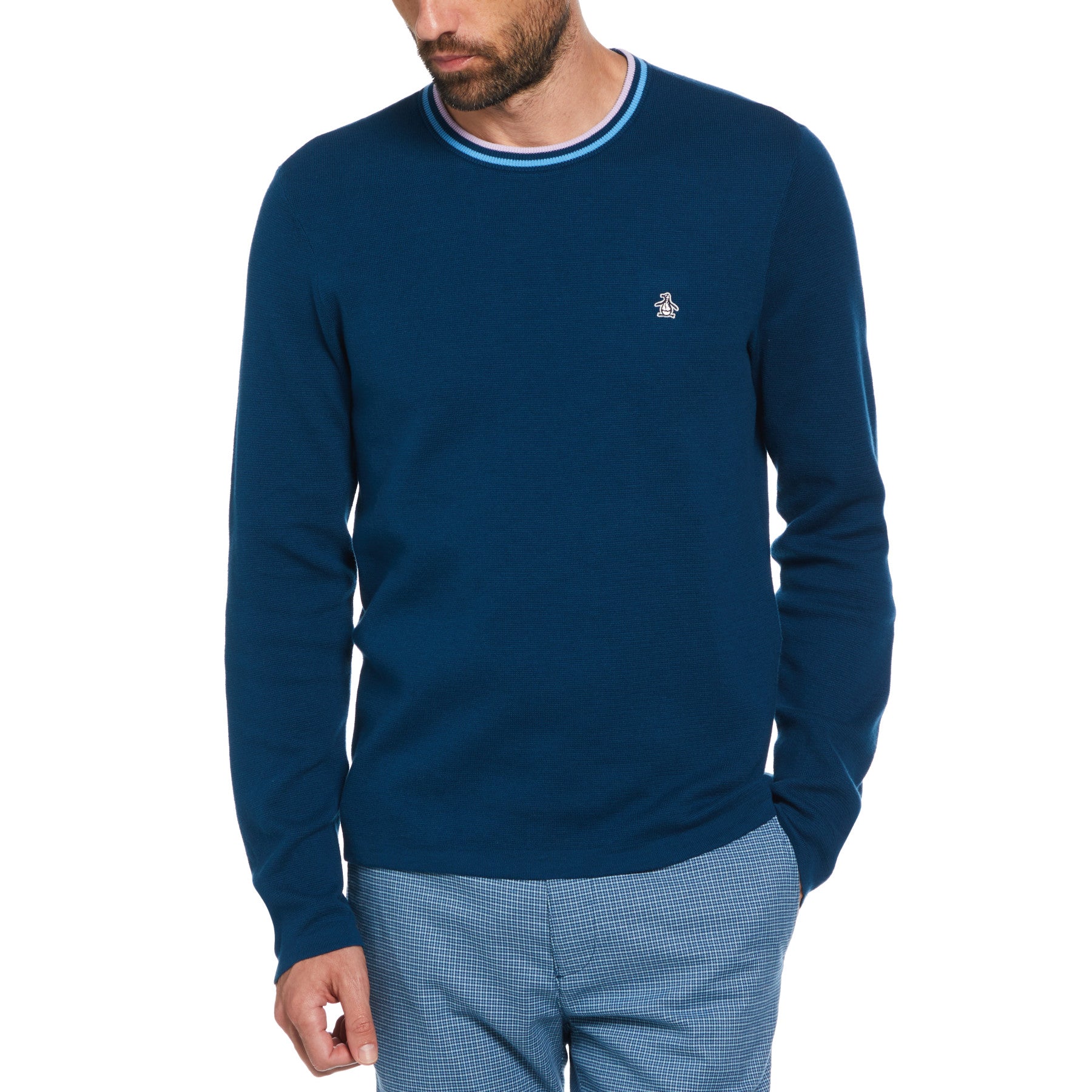 View Slim Fit Tipper Collar Jumper In Poseidon Blue information