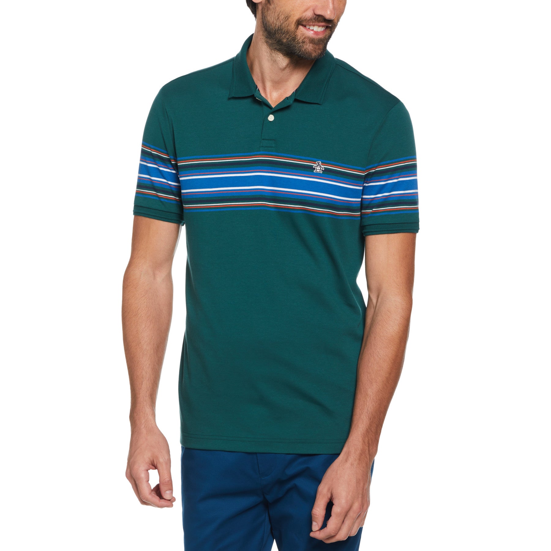 View Chest Stripe Interlock Polo Shirt In June Bug information