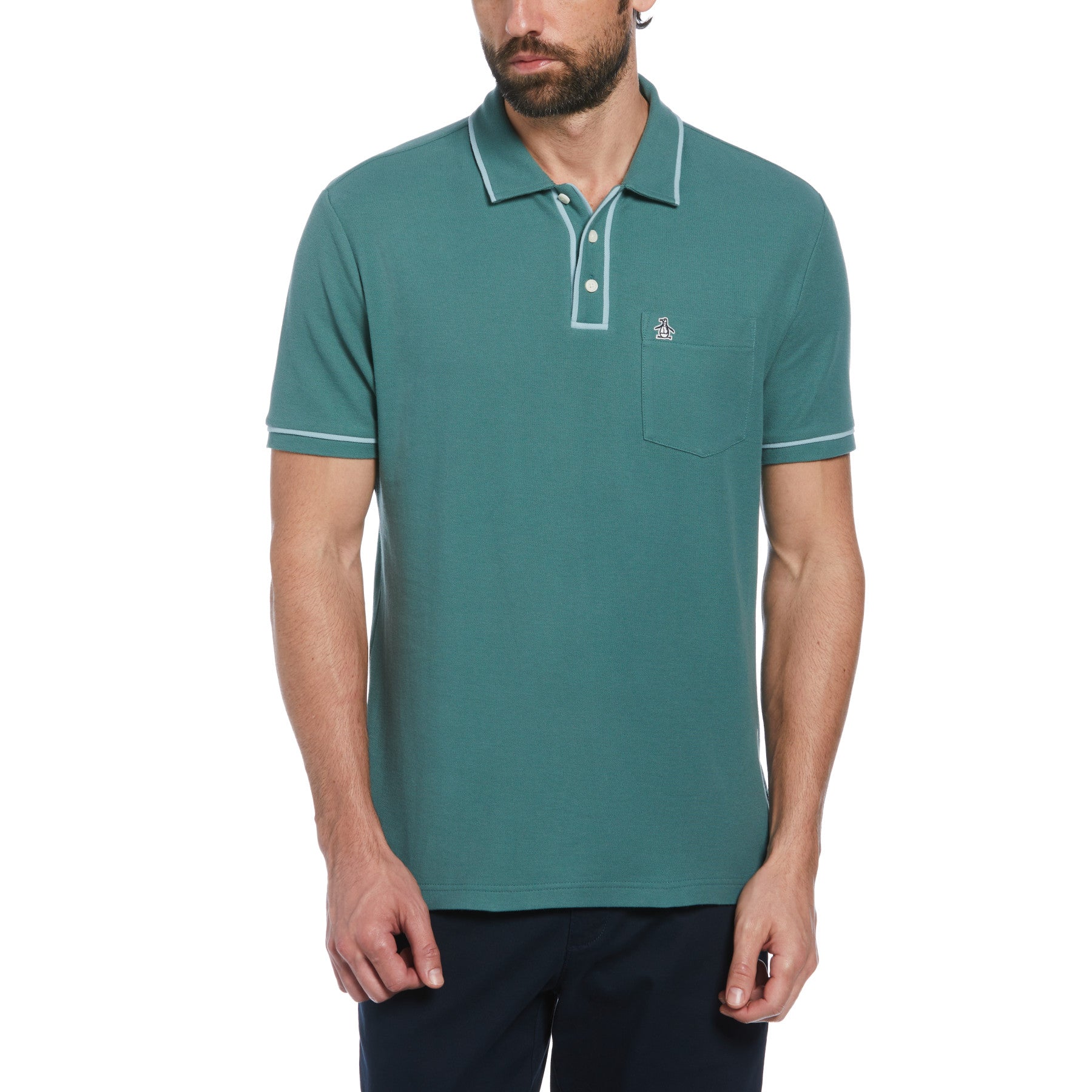 View Organic Cotton The Earl Pique Short Sleeve Polo Shirt In Sea Pine information