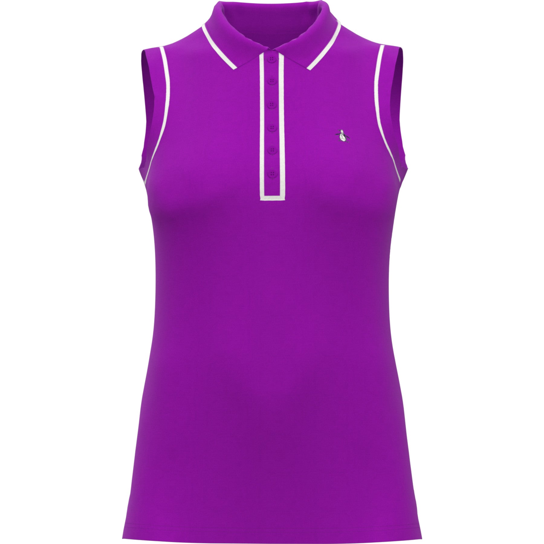 View Original Penguin Womens Veronica Sleeveless Golf Polo Shirt In Purple Cactus Flower Purple Womens information