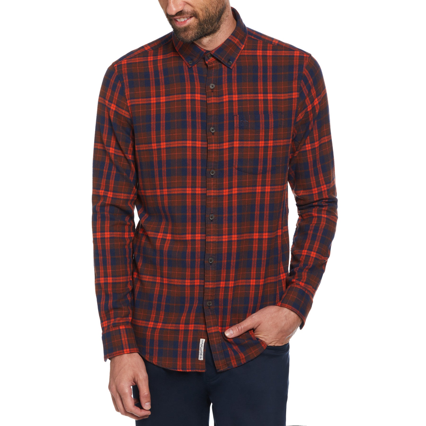 View Long Sleeve Flannel Plaid Shirt In Dress Blues information