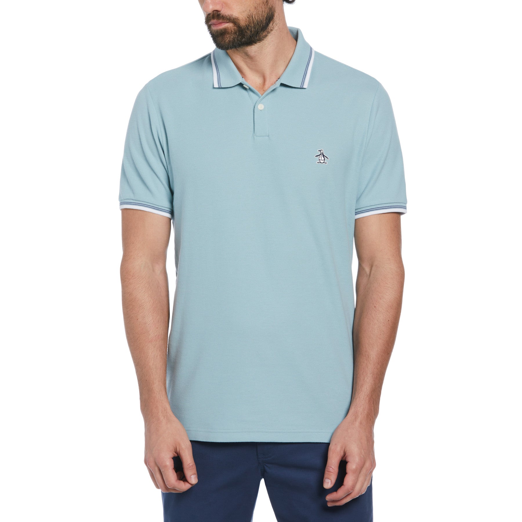 View Organic Cotton Pique Short Sleeve Polo Shirt With Tipped Collar In Tou information