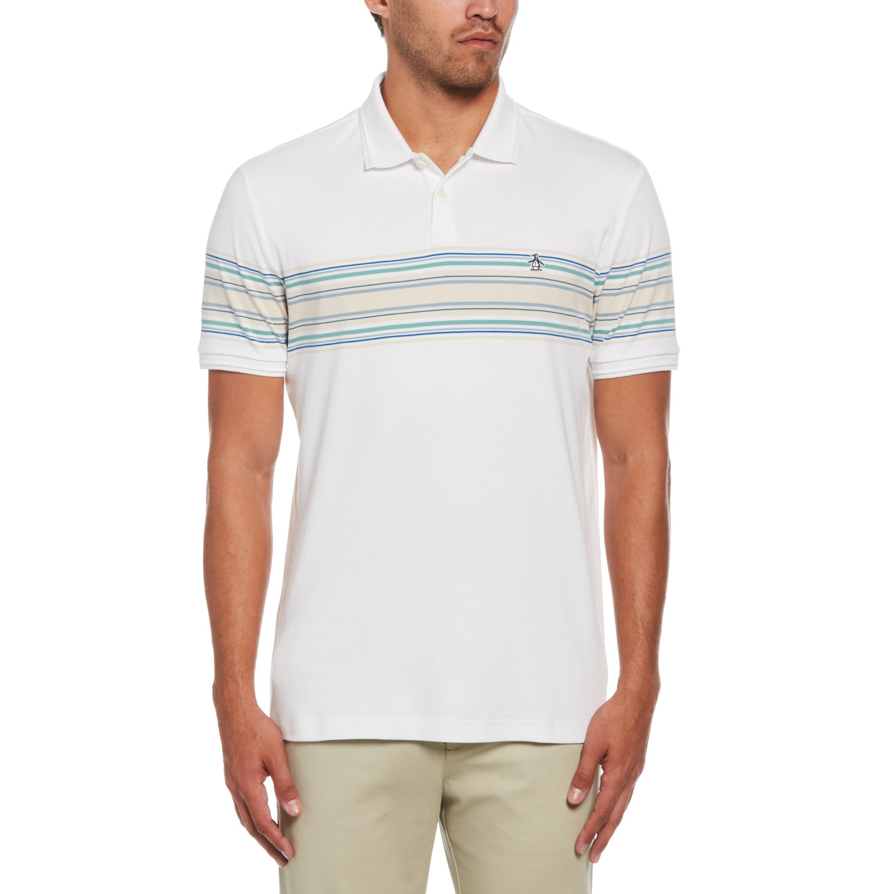 View Chest Stripe Interlock Polo Shirt In Bright White information