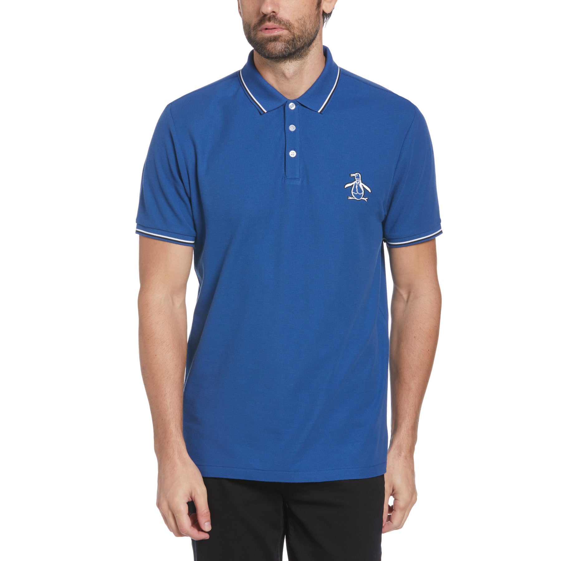 View Mega Pete Tipped Short Sleeve Polo Shirt In Limoges information