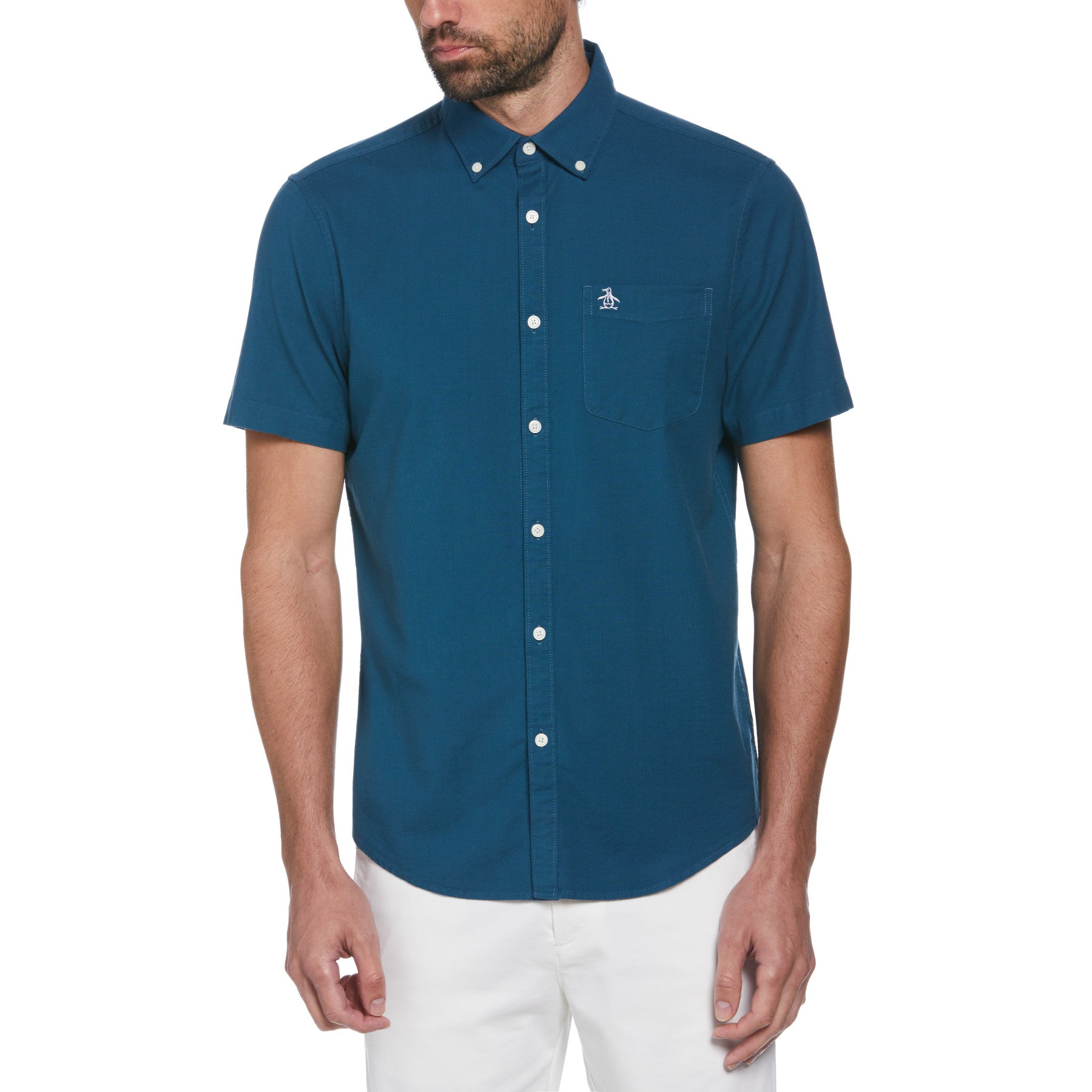 Ecovero Short Sleeve Oxford Shirt In Deep Dive