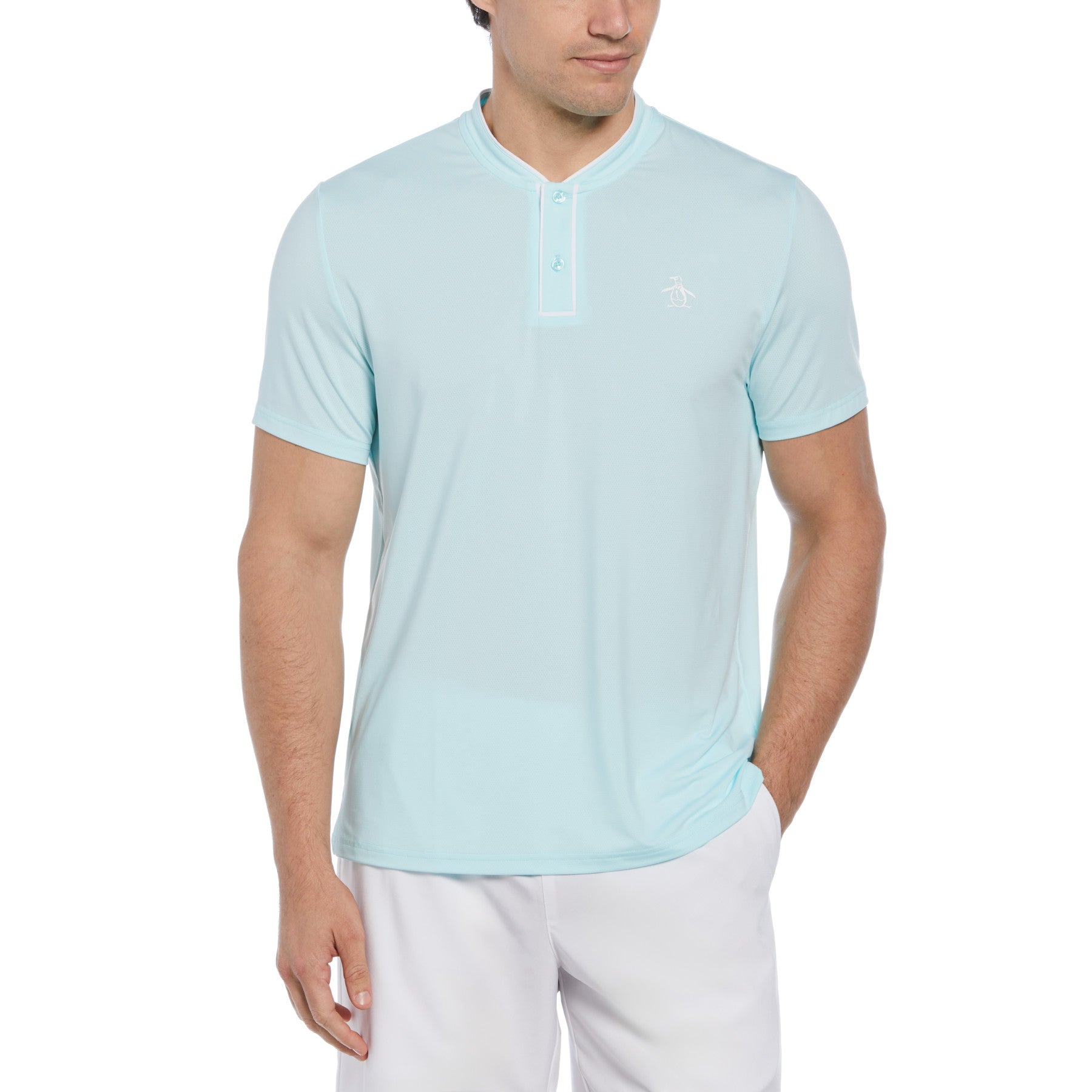 View Piped Blade Collar Performance Short Sleeve Tennis Polo Shirt In Tanag information