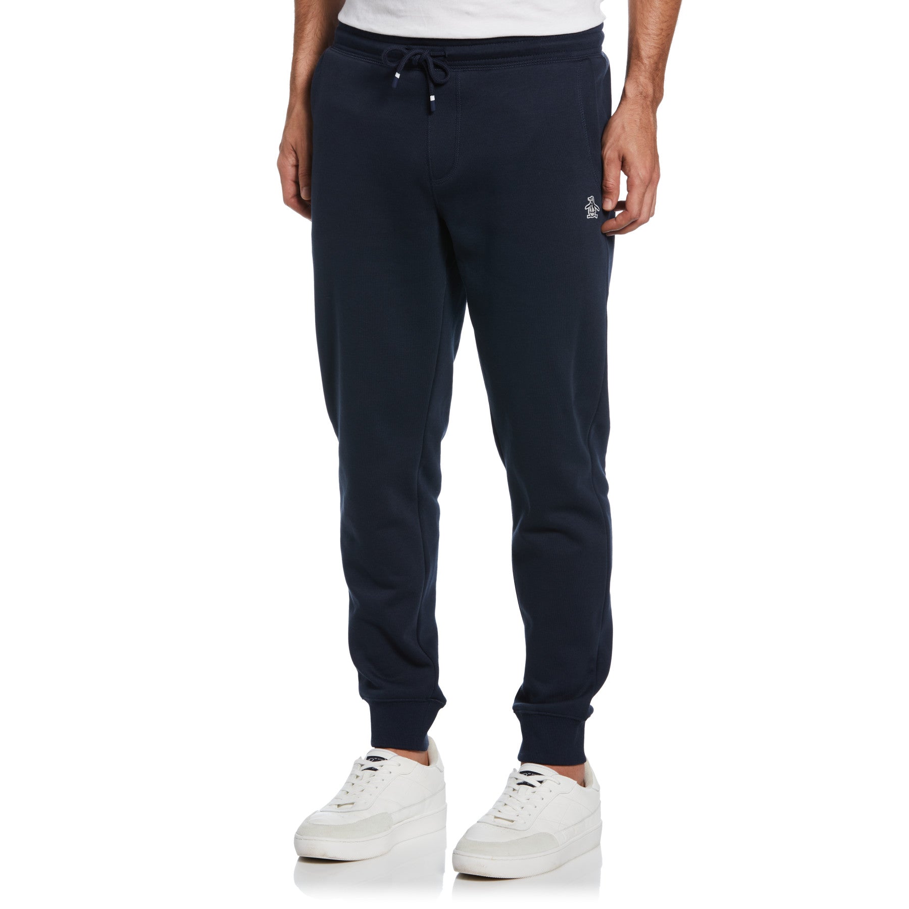 View Original Penguin Sticker Pete Organic Cotton Fleece Jogger In Dark Sapphire Blue information