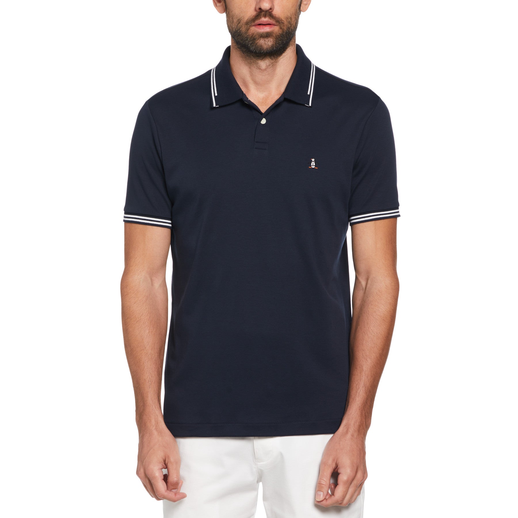View Icons Organic Cotton Tipped Polo Shirt In Dark Sapphire information