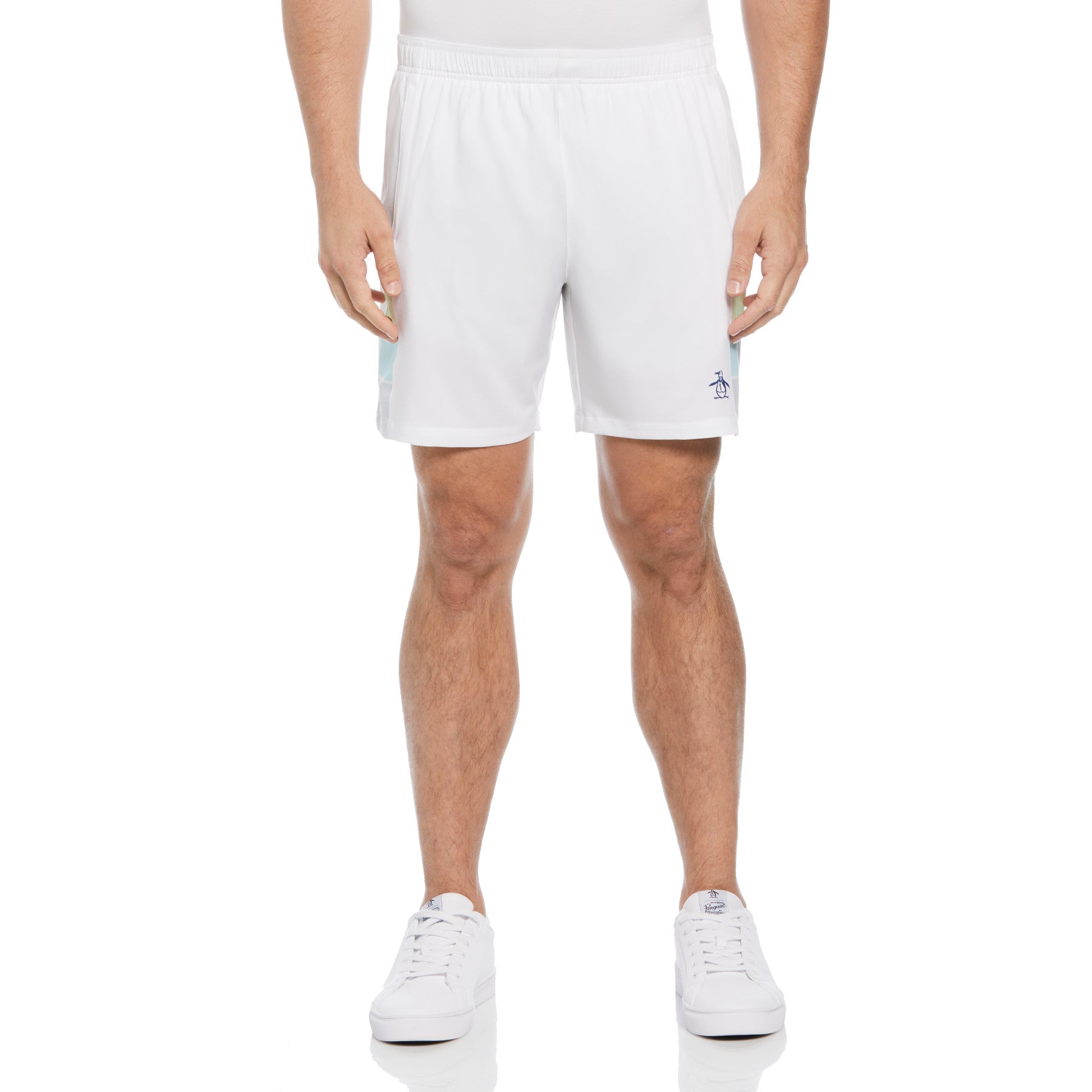 Color Block Performance Tennis Shorts In Bright White