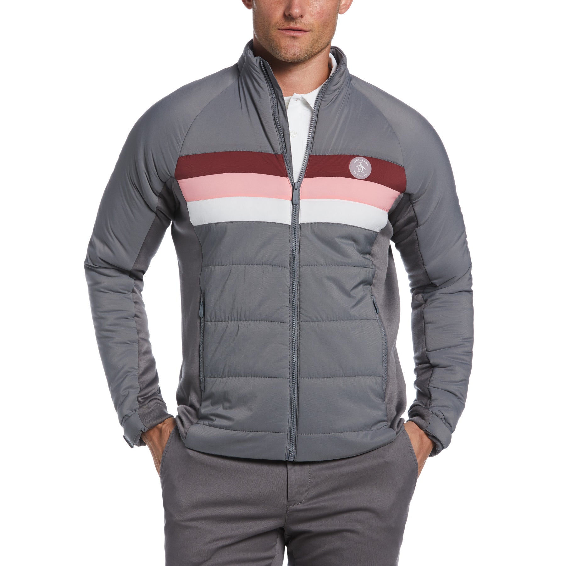 View Full Zip 70s Insulated Golf Jacket In Quiet Shade information