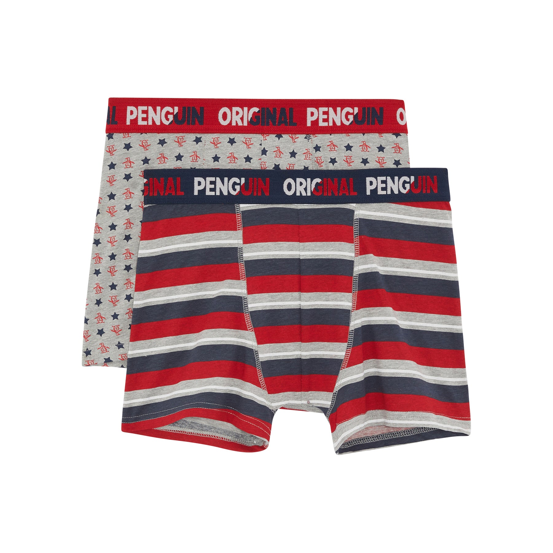 View 2 Pack Penguin Pete All Over Print Underwear In Grey And Red In Grey information
