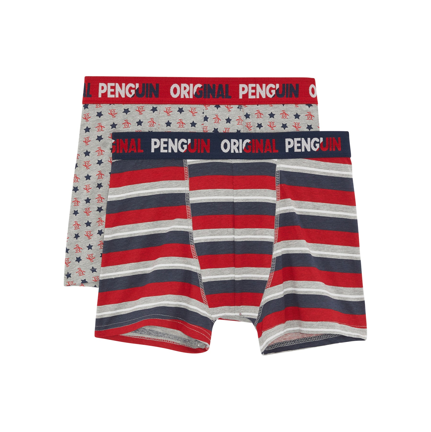 2 Pack Penguin Pete All Over Print Underwear In Grey And Red In Grey