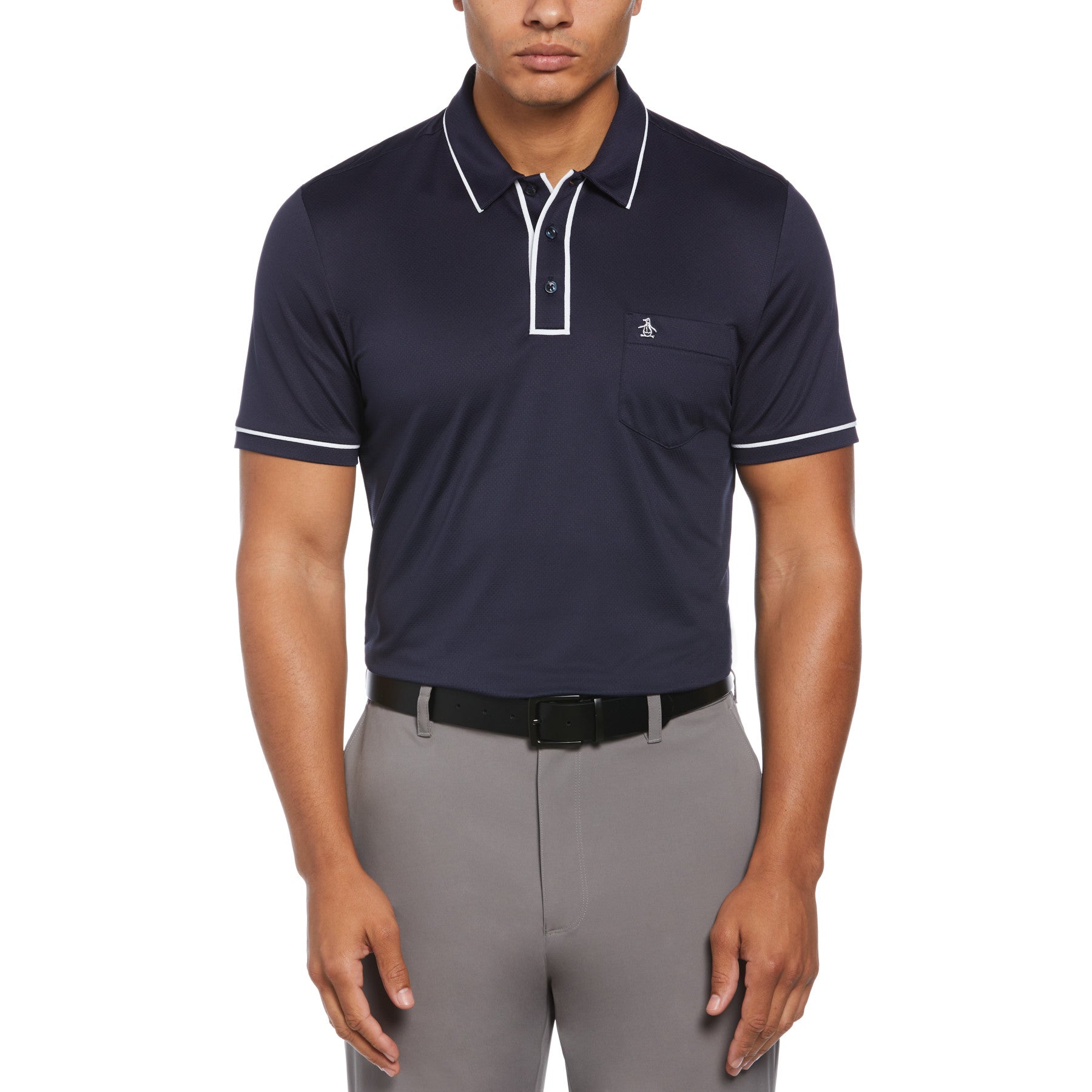 View Technical Earl Short Sleeve Golf Polo Shirt In Black Iris information