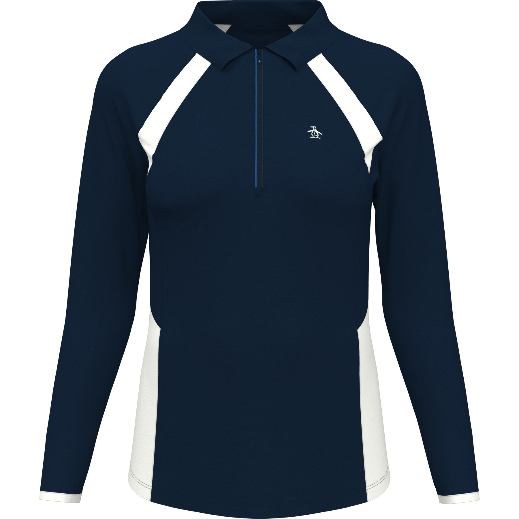 View Womens Long Sleeve Colour Block Quarter Zip Golf Polo Shirt In Black I information