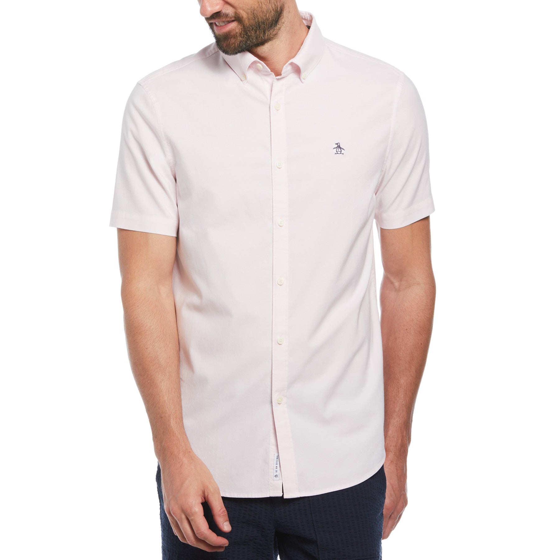 View Ecovero Oxford Stretch Short Sleeve ButtonDown Shirt In Parfait Pink information