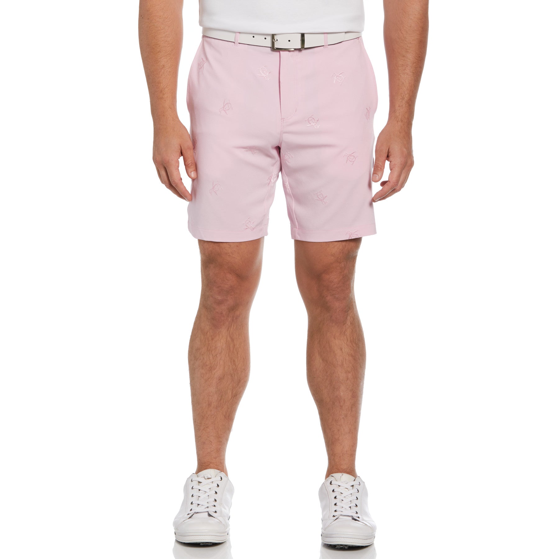 View Pete Embroidered Flat Front Golf Shorts In Gelato Pink information