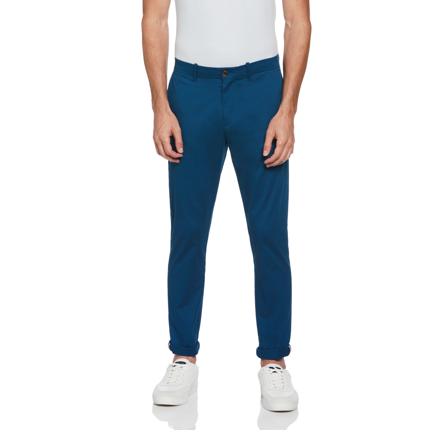 View Bedford Cord Slim Fit Chino Trousers In Poseidon Blue information