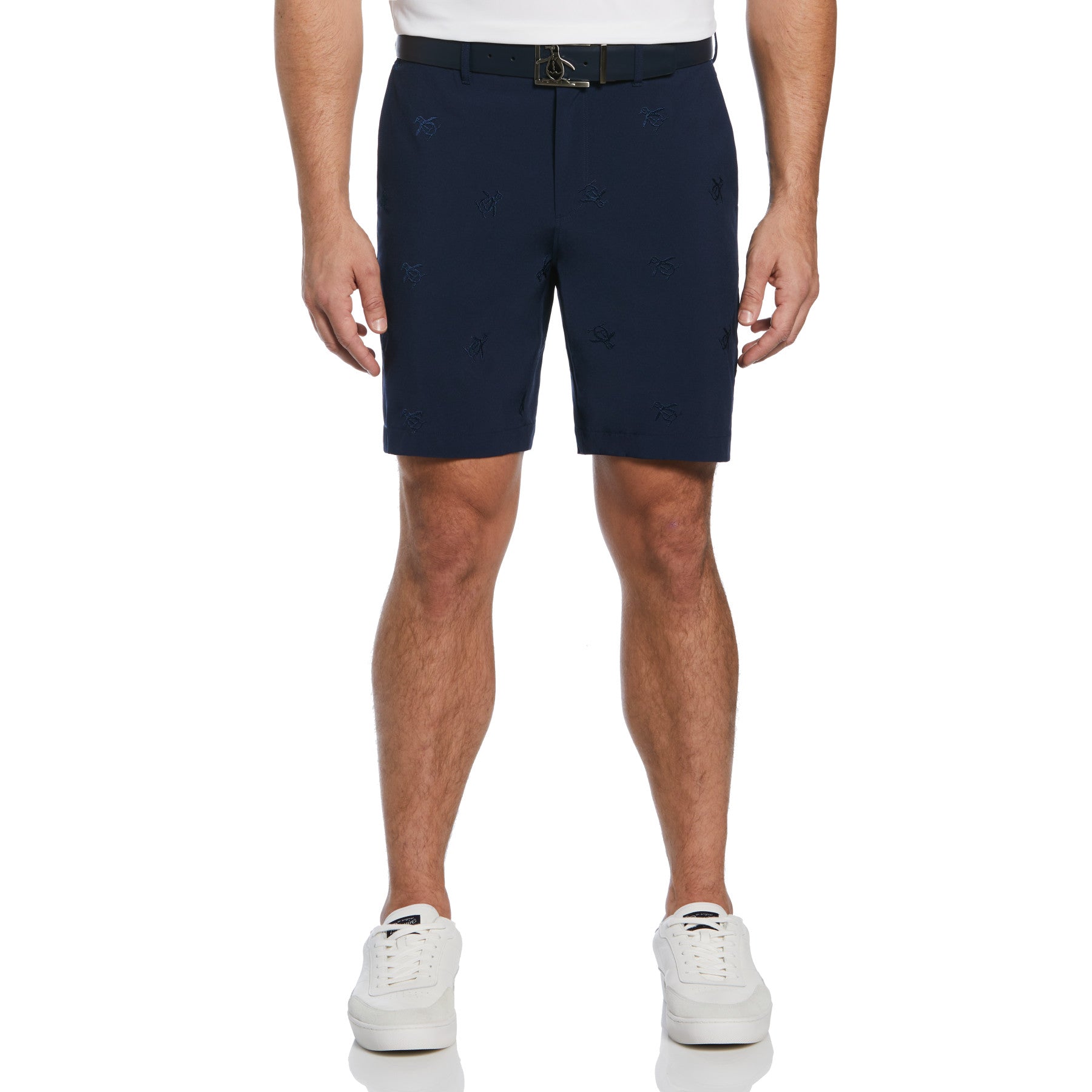 View Pete Embroidered Flat Front Golf Shorts In Black Iris information