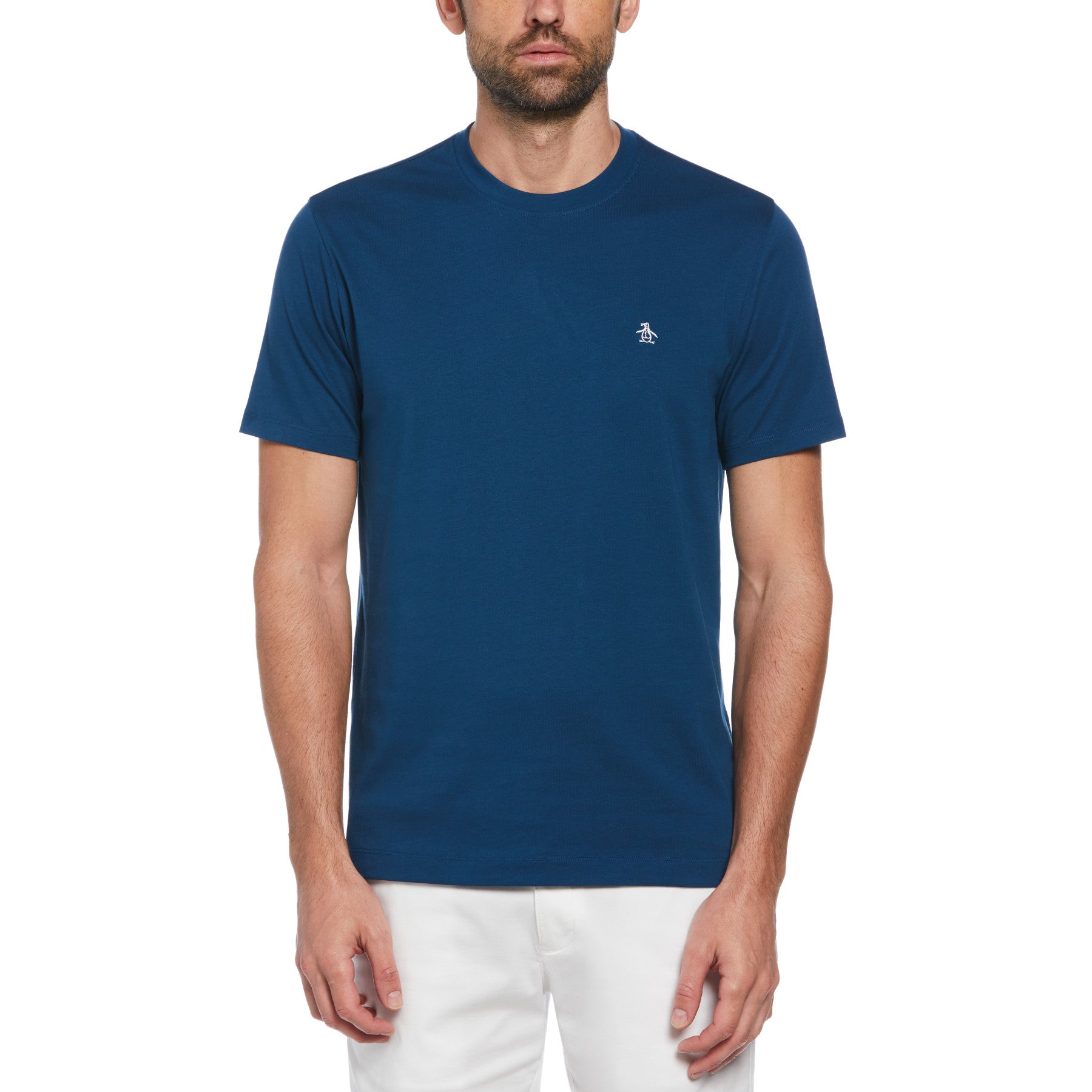 View Pin Point Embroidered Logo Organic Cotton TShirt In Poseidon Blue information