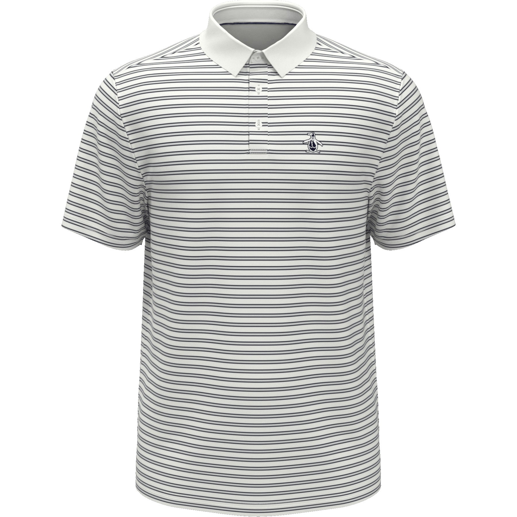 View Heritage Stripe Solid Collar Short Sleeve Golf Polo Shirt In Bright Wh information