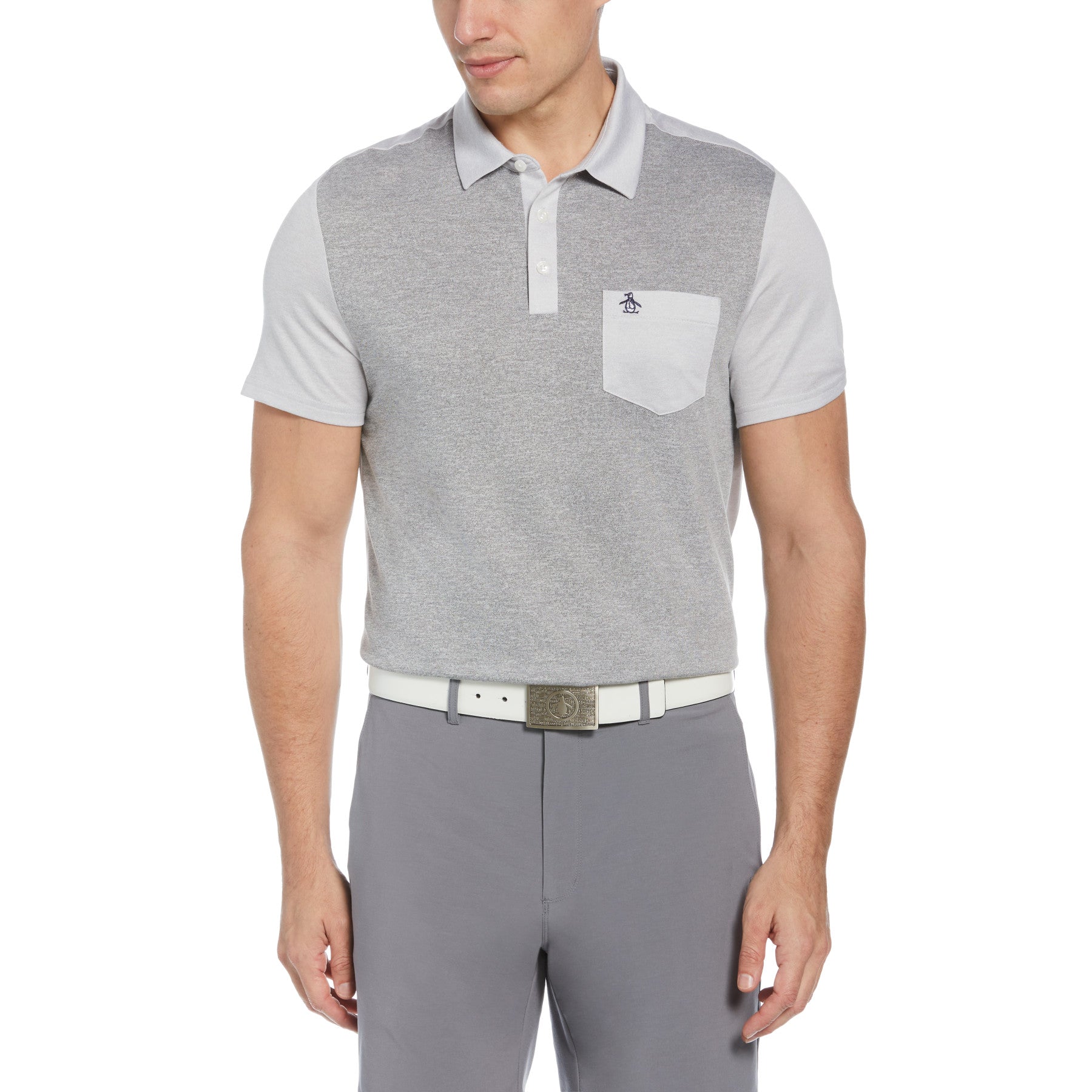 View Colour Block Golf Polo Shirt In Cloud Grey information