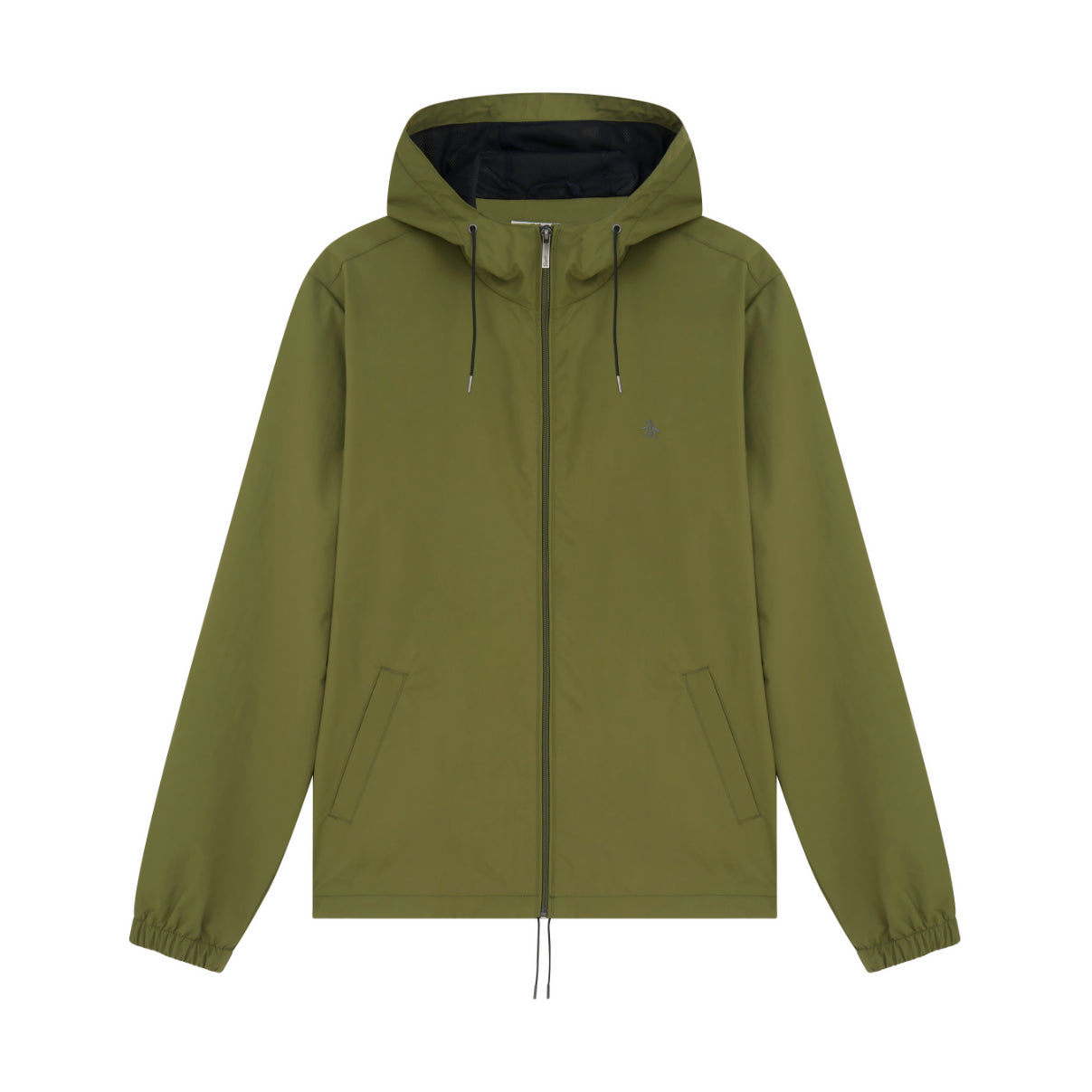 View Original Penguin Full Zip Hooded Jacket In Burnt Olive Green Mens information