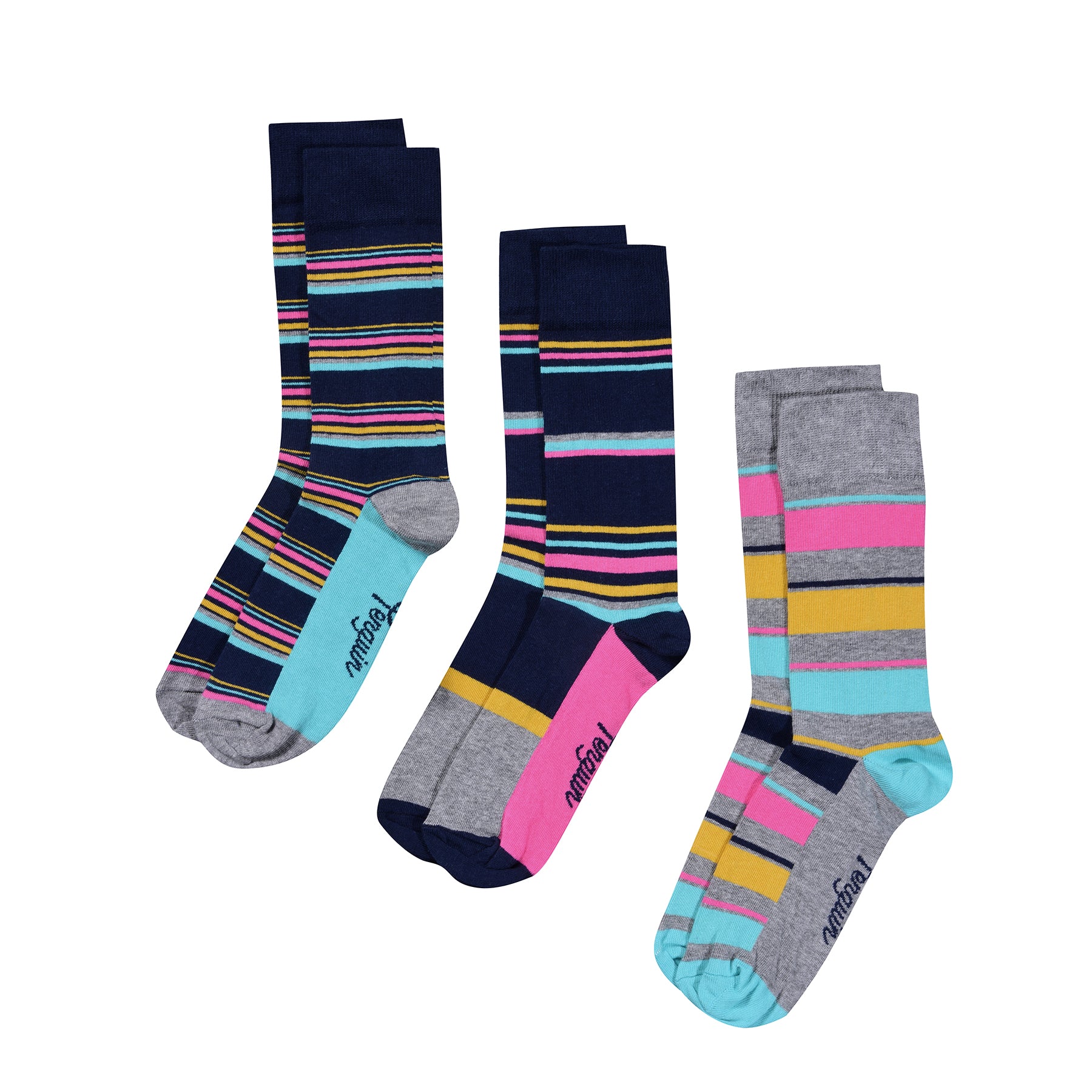 View 3 Pack Mens Penguin Ankle Socks Navy Aqa Pink Grey In Multi information